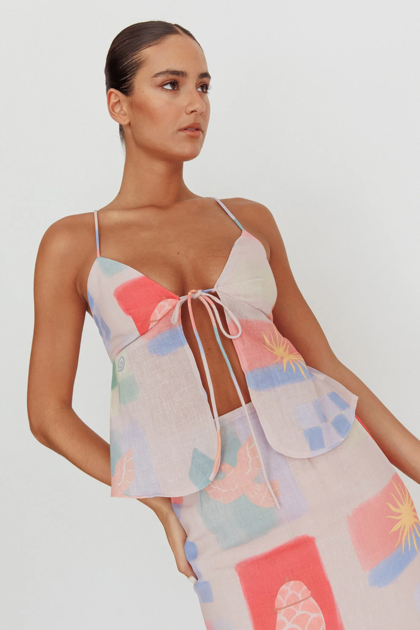 Heart & Soul Tie Front Top Print Multi - Seraphlike