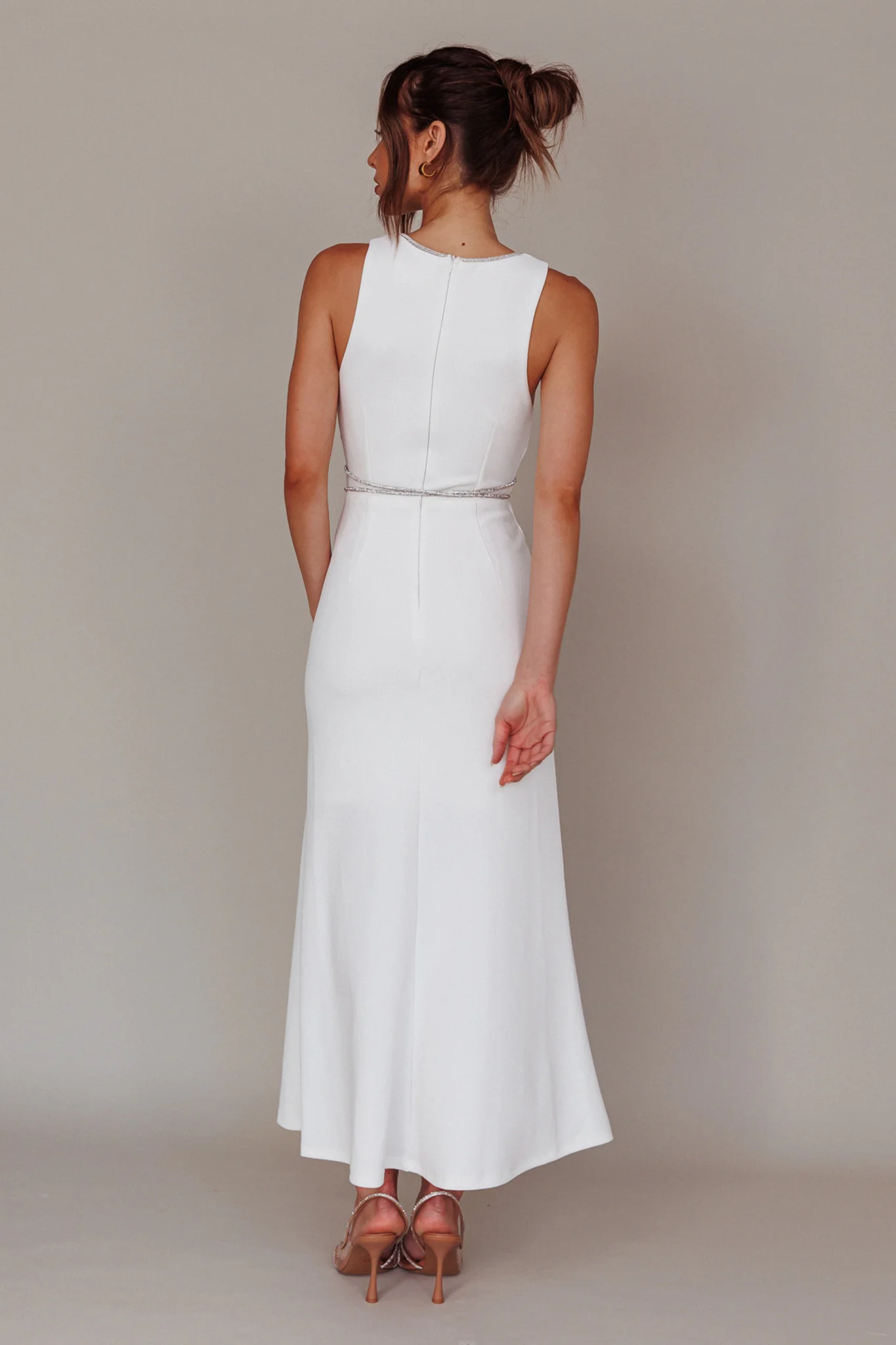 Del Sol Diamante Rope Maxi Dress White - Seraphlike