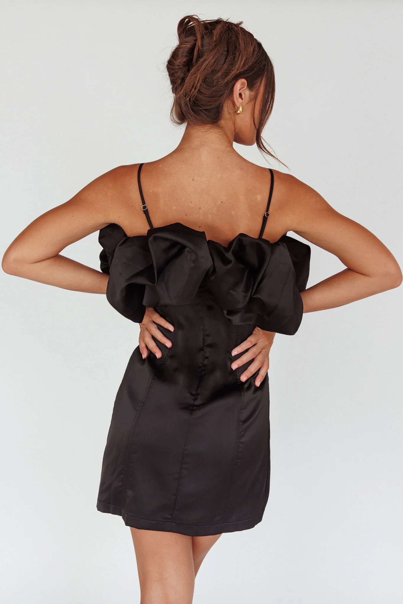 All The Drama Bubble Neckline Mini Dress Black - Seraphlike