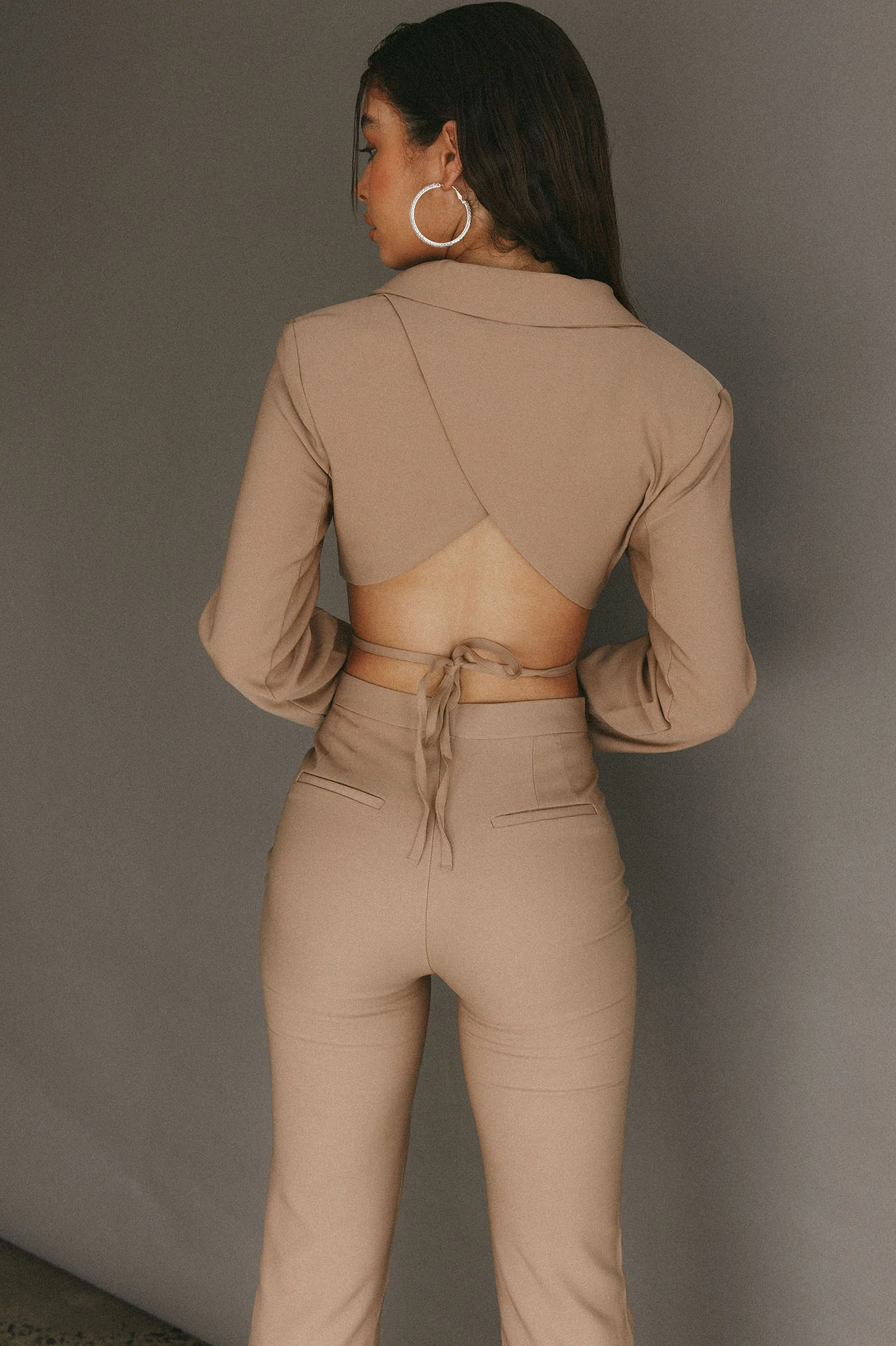 Confessions Crop Tied Blazer Camel - Seraphlike