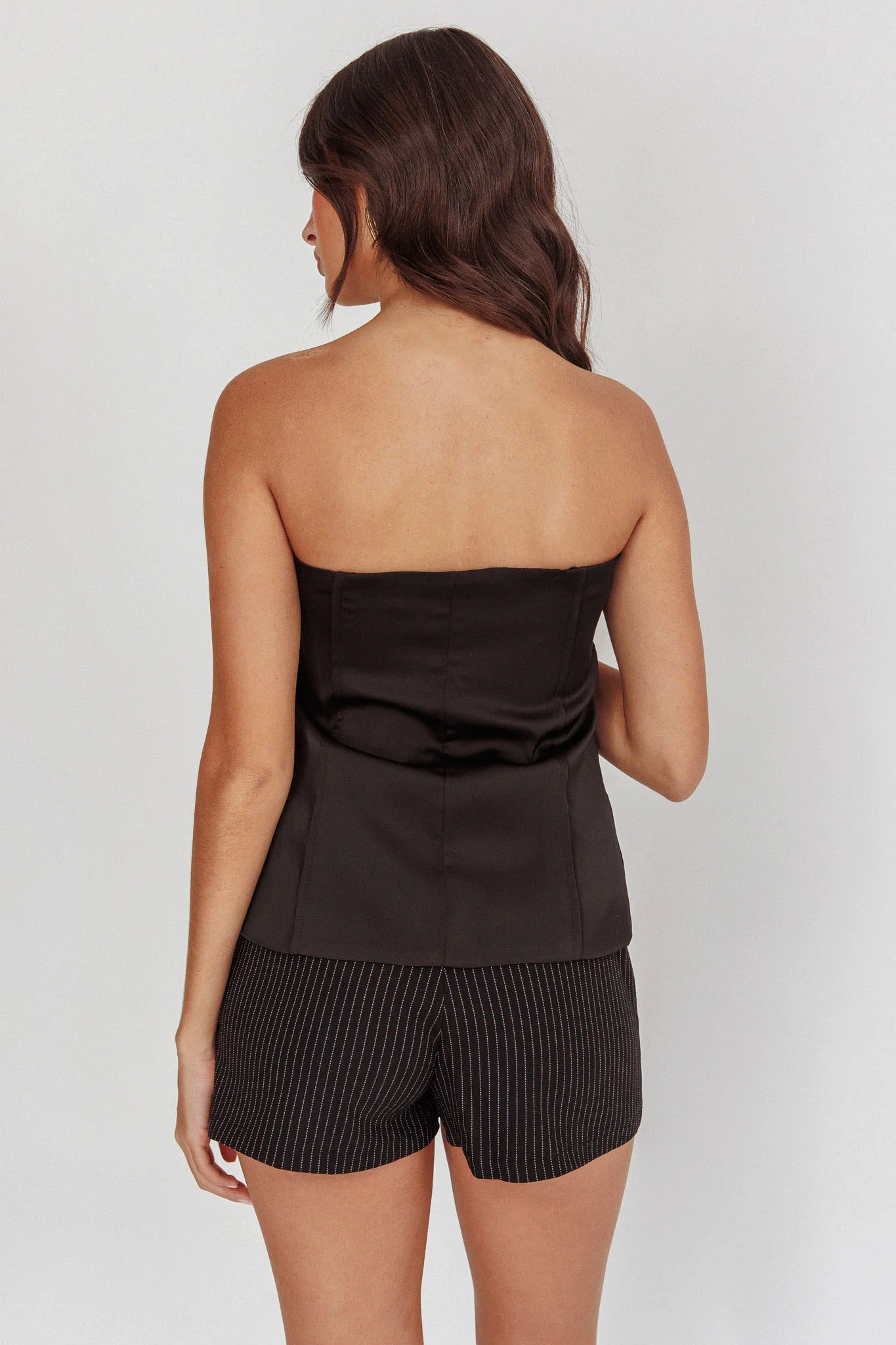 Danni Strapless Gold Button Top Black - Seraphlike
