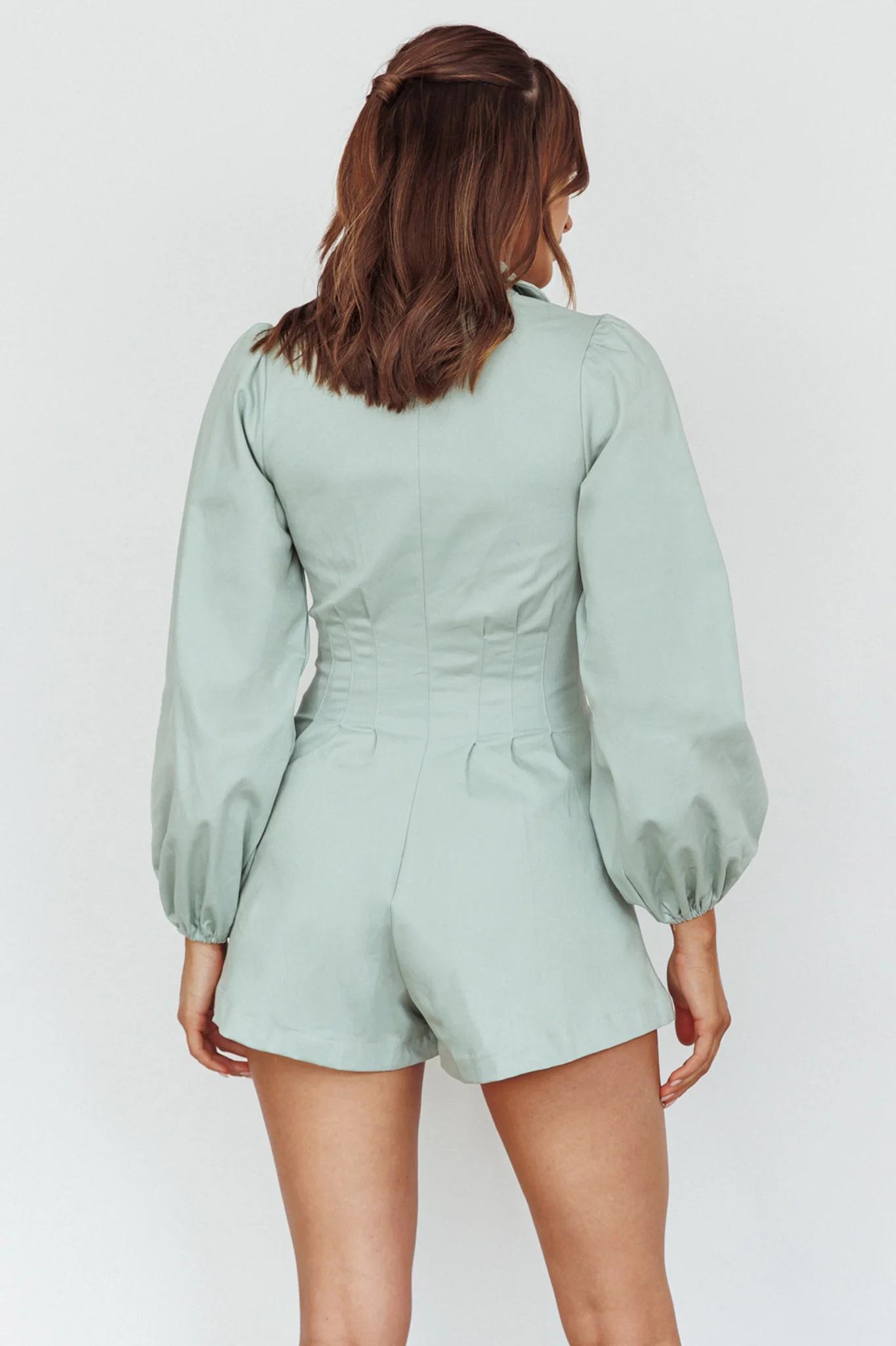 Zurich Pleated Waist Romper Sage - Seraphlike