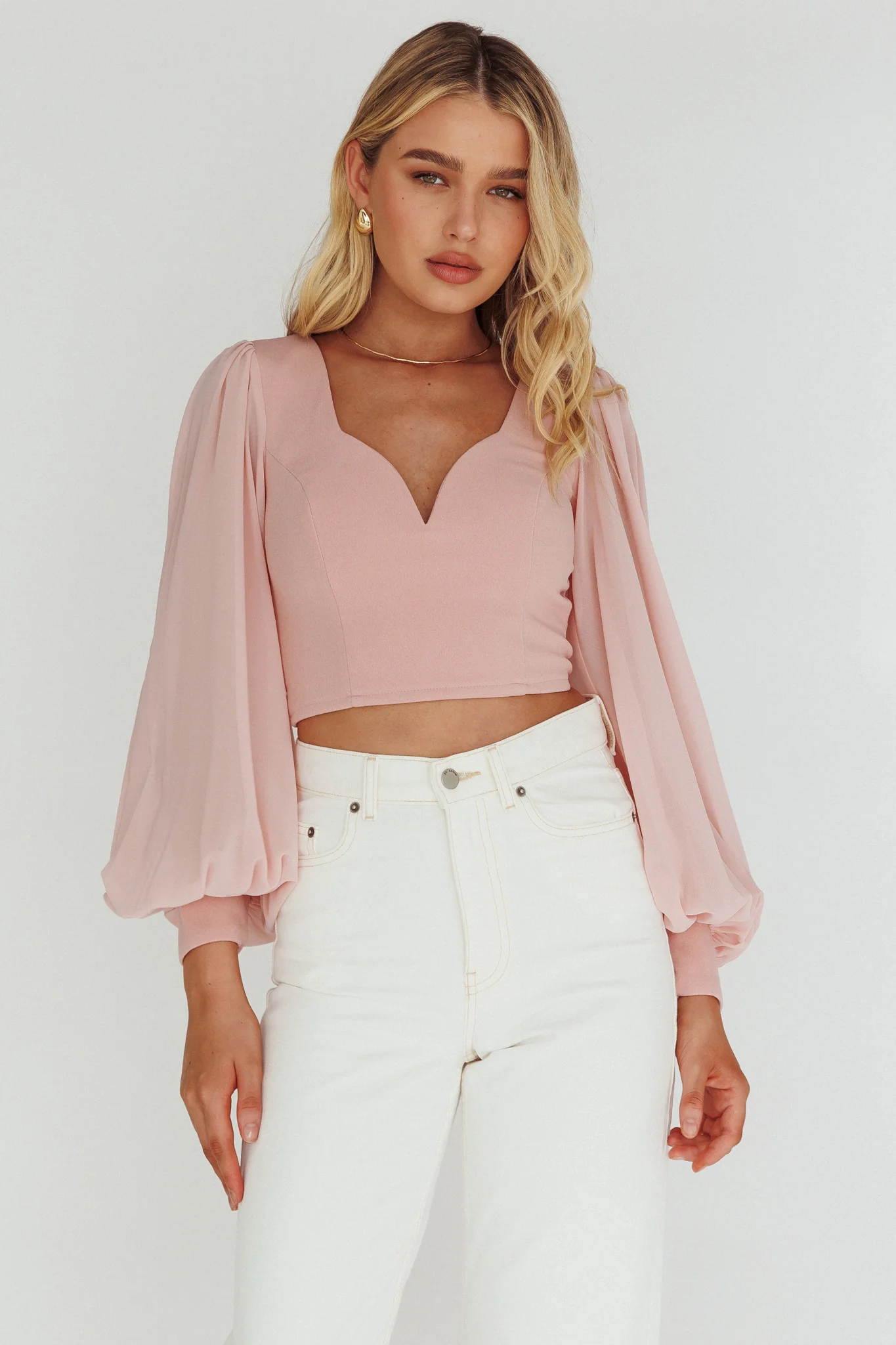 Romance Novel Sweetheart Neckline Open Back Top Blush - Seraphlike