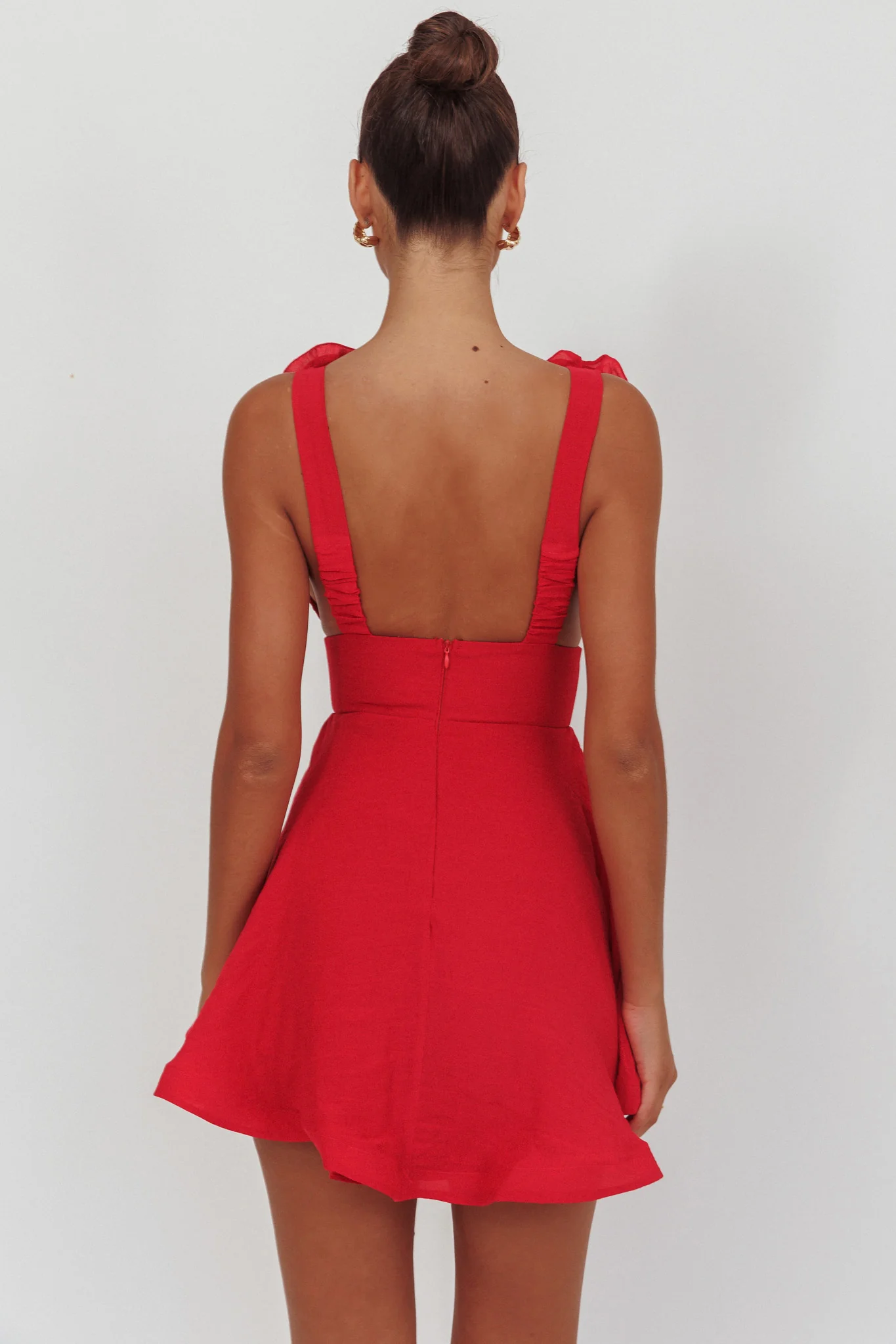 Kalinda Detachable Rose Mini Dress Red - Seraphlike