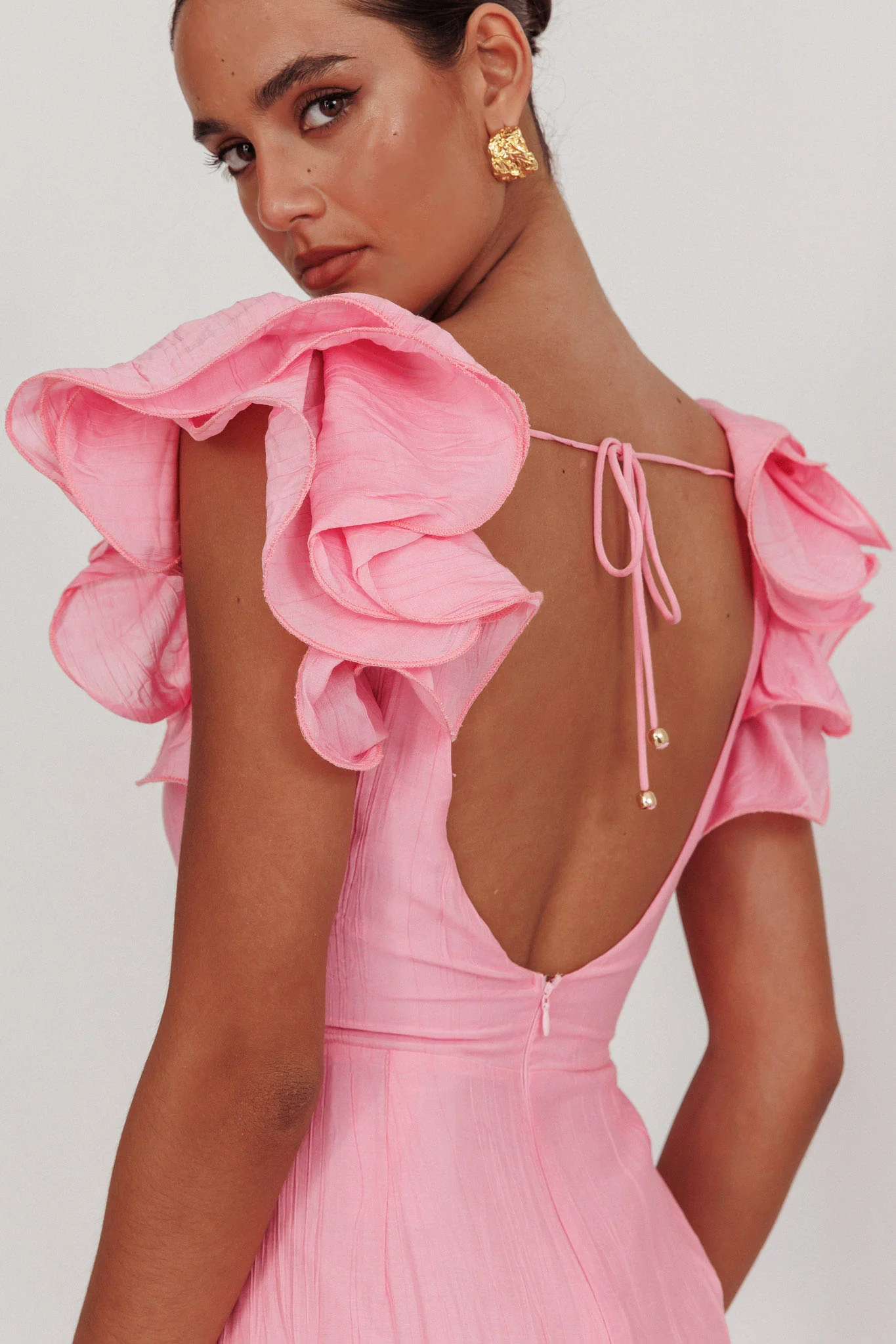Sunday Dreams Ruffle Strap Maxi Dress Pink - Seraphlike