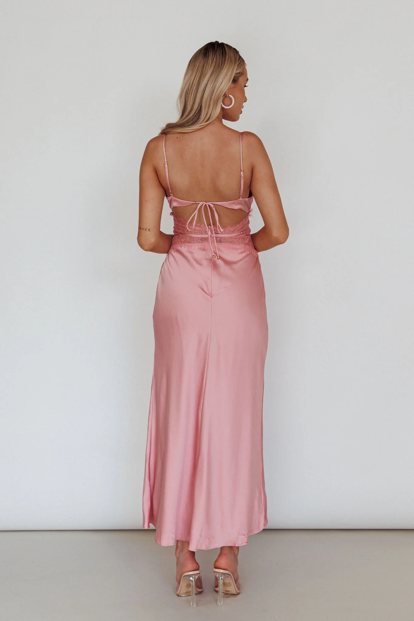 Honeybee Lace Trim Maxi Dress Blush - Seraphlike