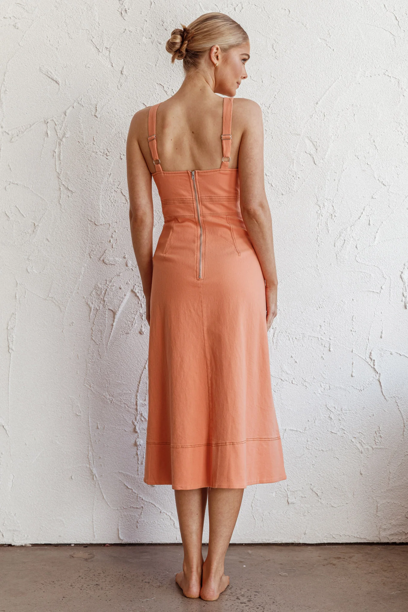 Elias Decorative Stitch Midi Dress Mango - Seraphlike