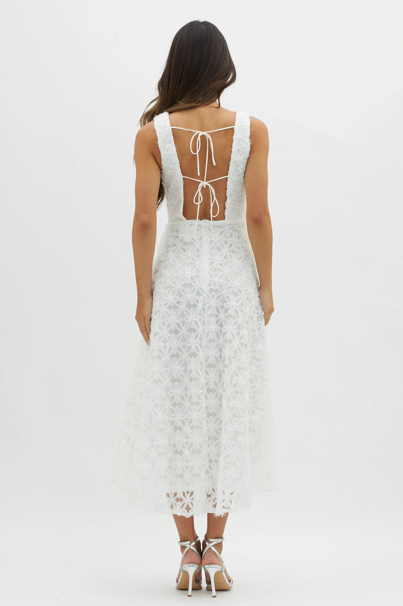 Dianne Sleeveless Embellished Midi Dress White - Seraphlike