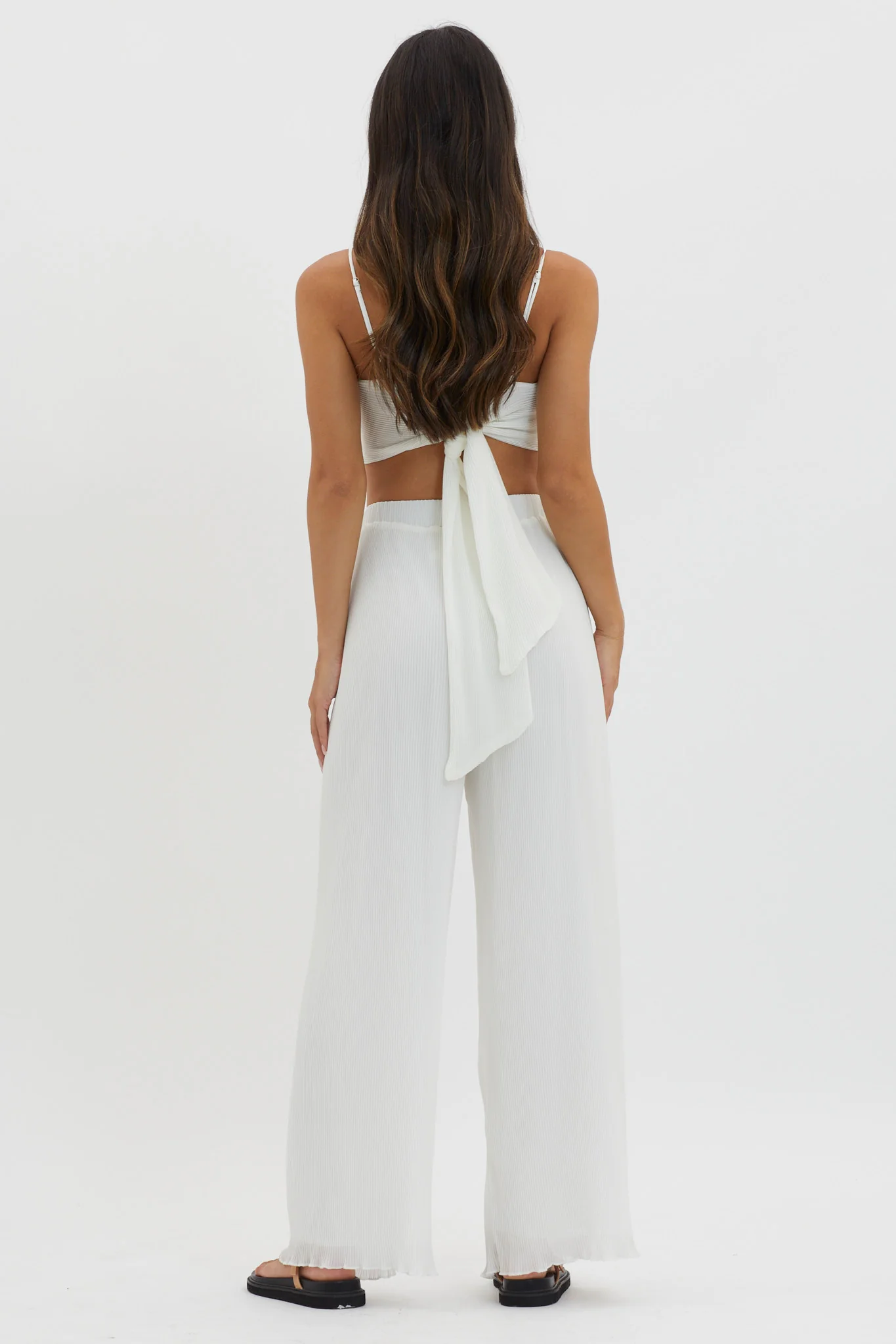 Light Energy Accordion Pleat Pants White - Seraphlike