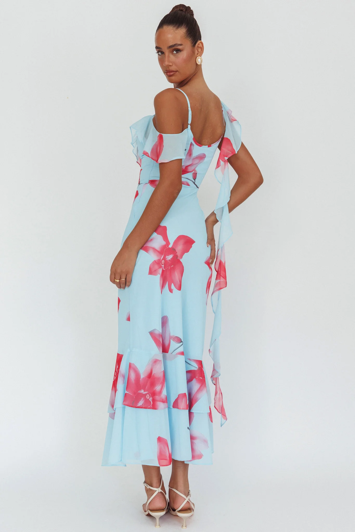 Sun Lover Ruffle Trim Maxi Dress Lily Blue - Seraphlike