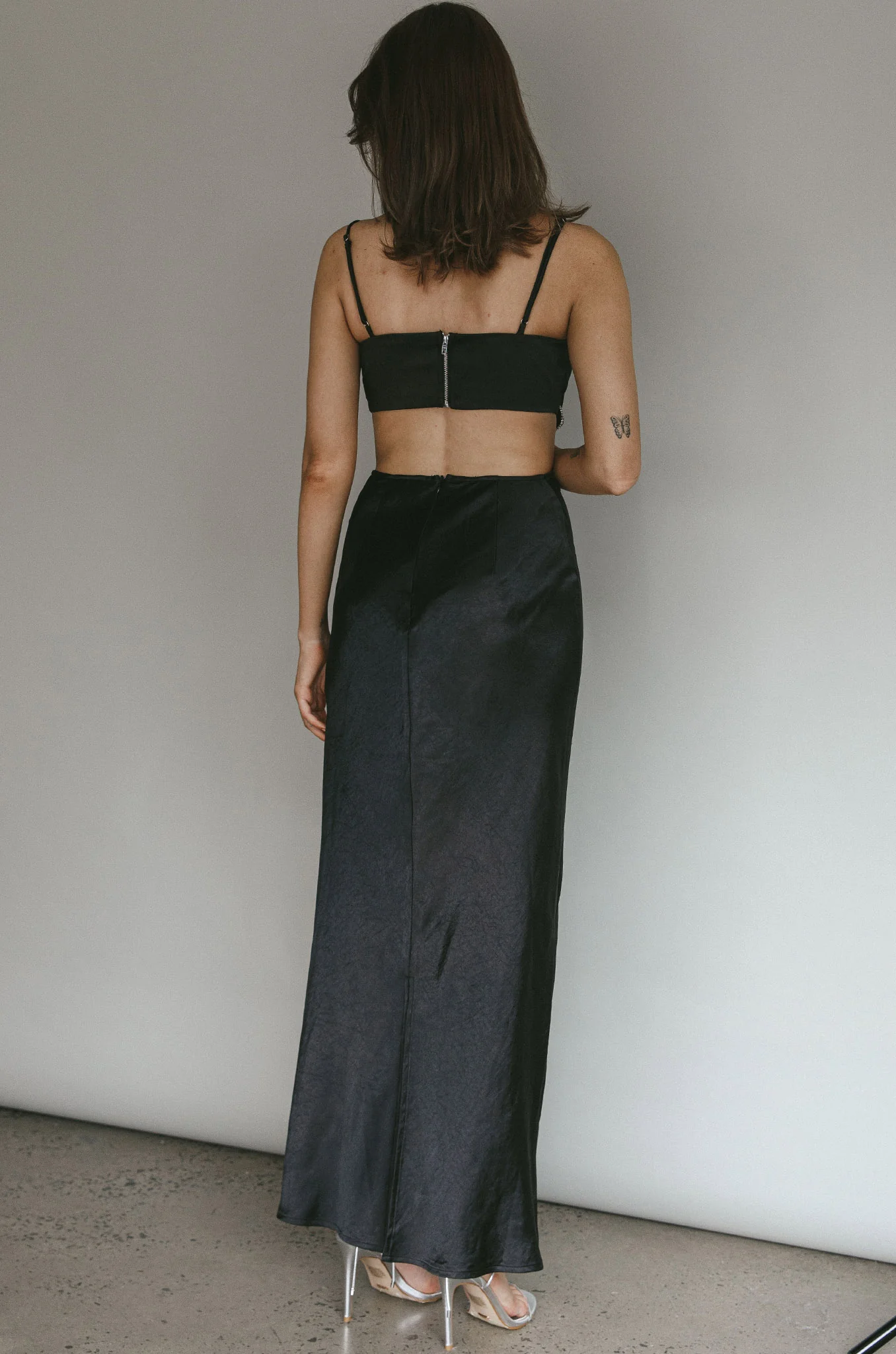 Aurelia Diamante Bow Maxi Dress Black - Seraphlike