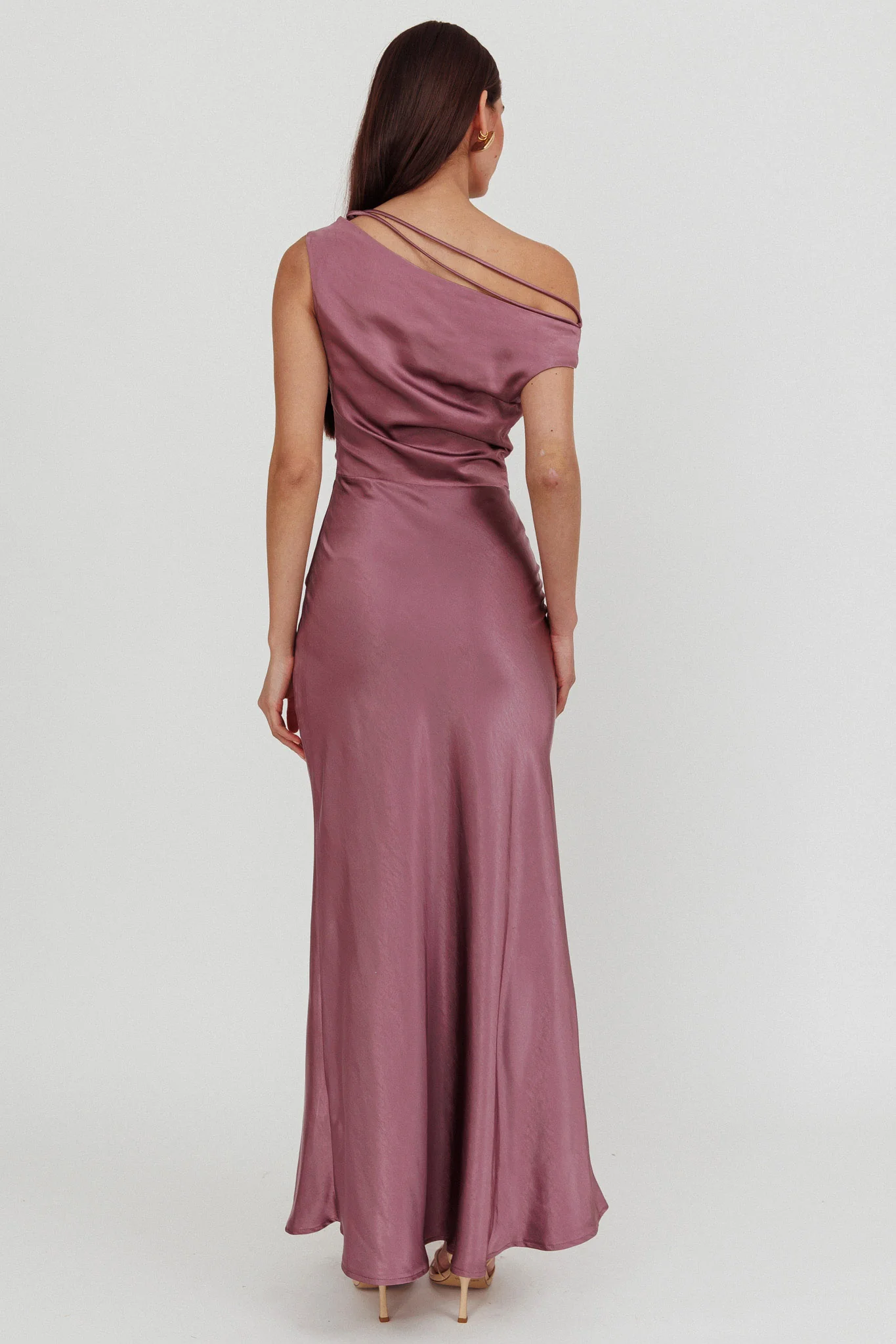 Twilight Asymmetric Neckline Maxi Dress Grape - Seraphlike