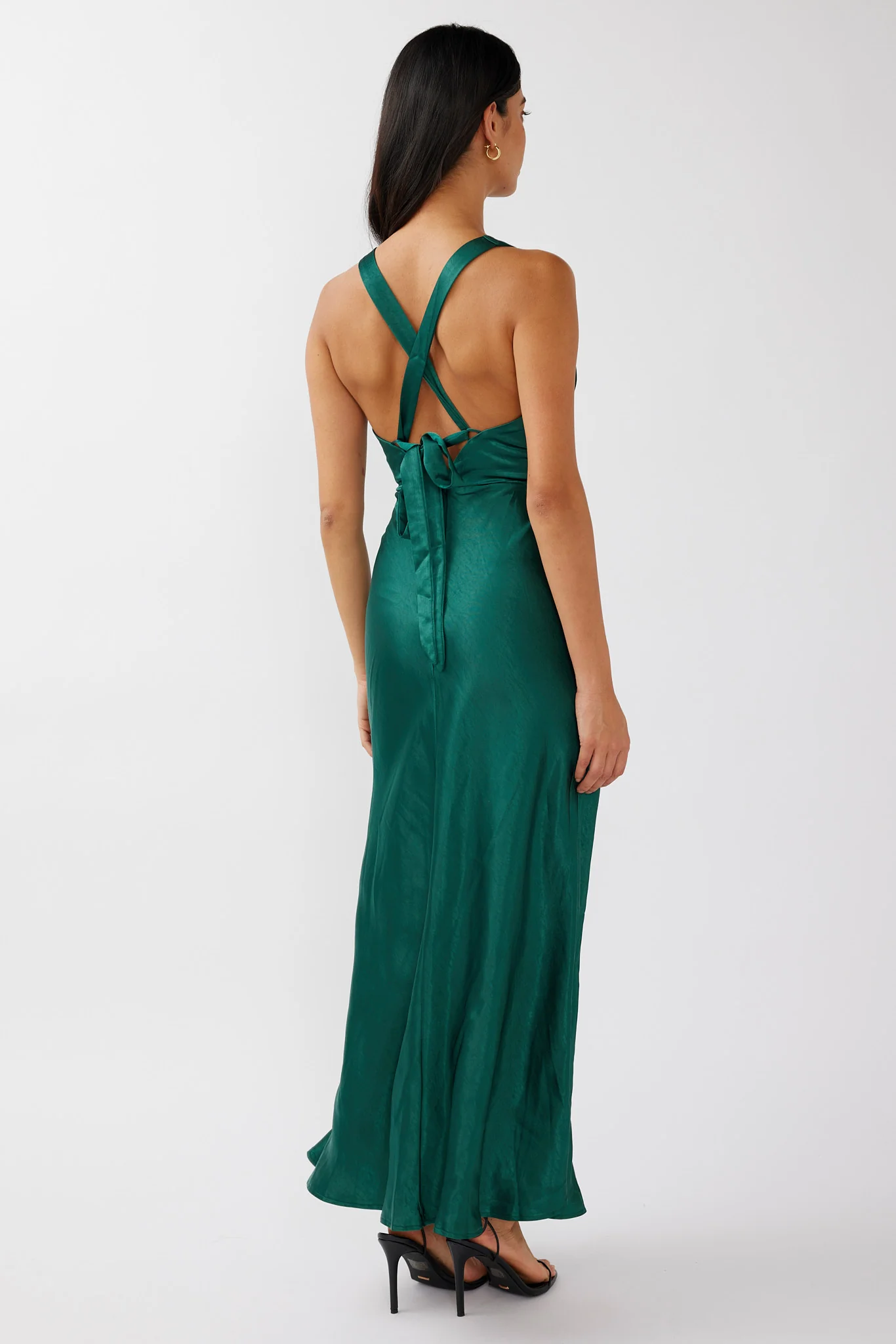 Theriz Lace Trim Tied Back Maxi Dress Green - Seraphlike