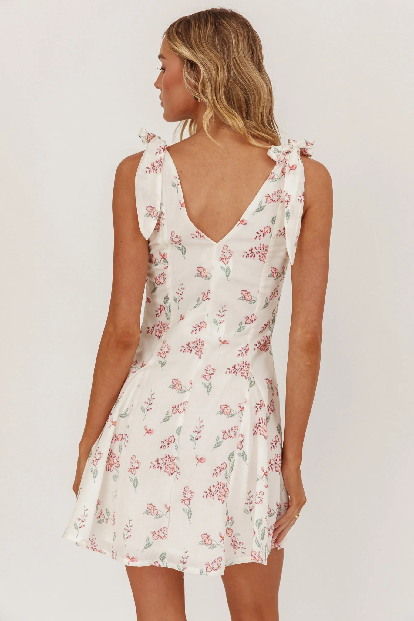 Matina Tied Shoulder Mini Dress Floral - Seraphlike