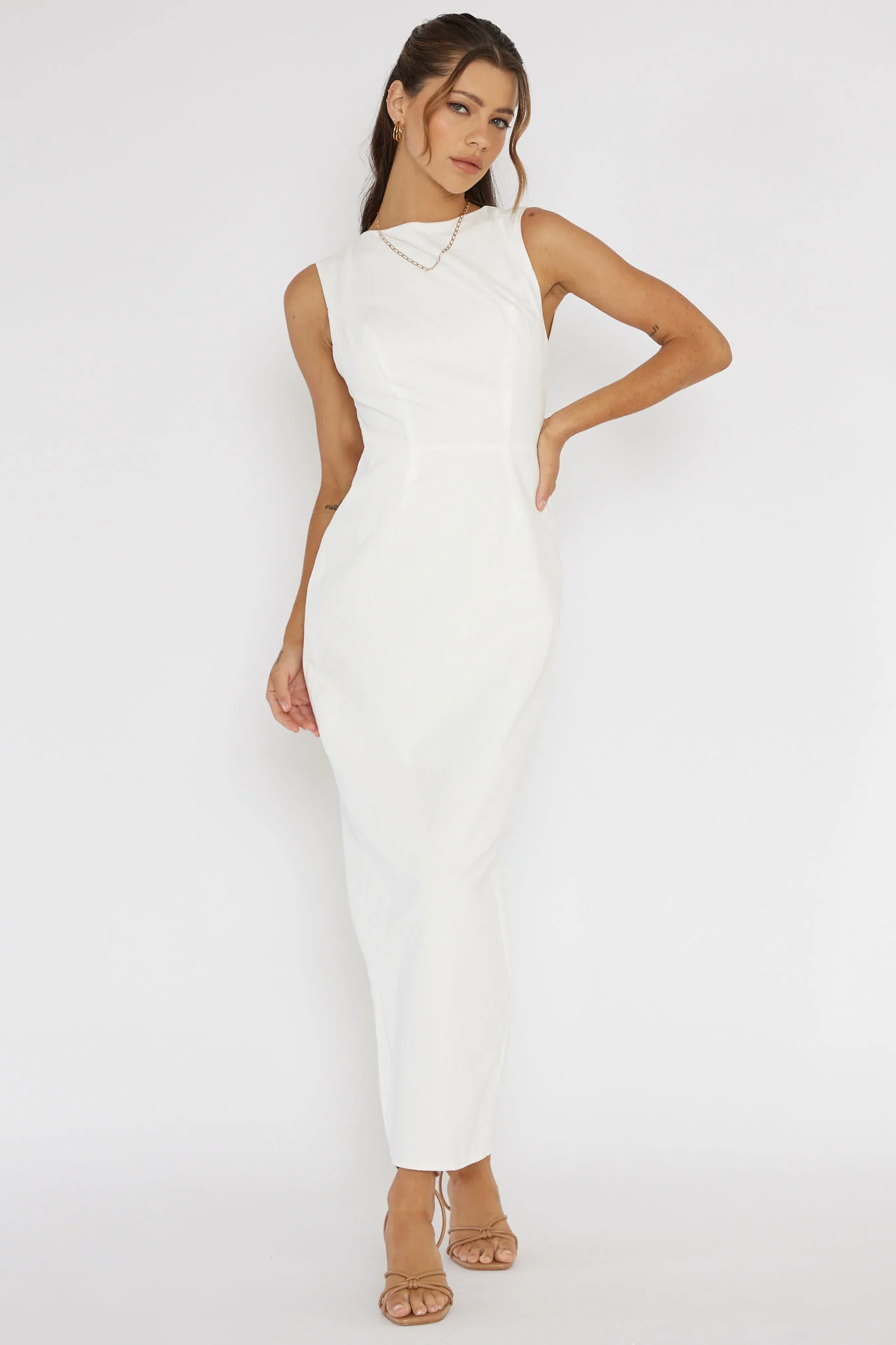 Golden Afternoon Open Tied Back Dress White - Seraphlike