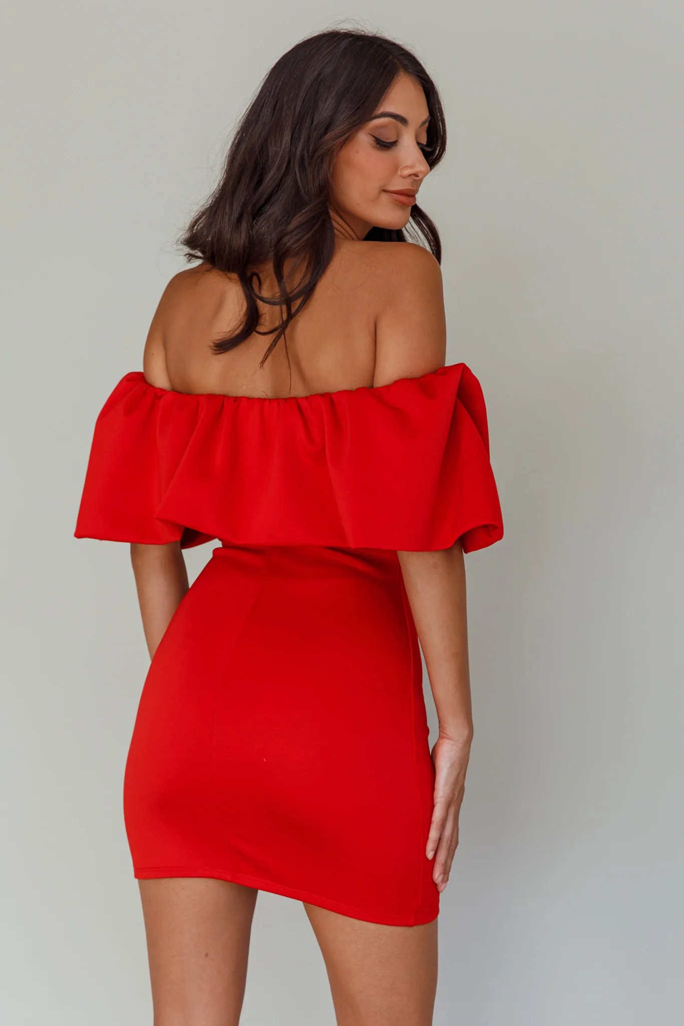 So Dramatic Off-Shoulder Mini Dress Tangerine - Seraphlike