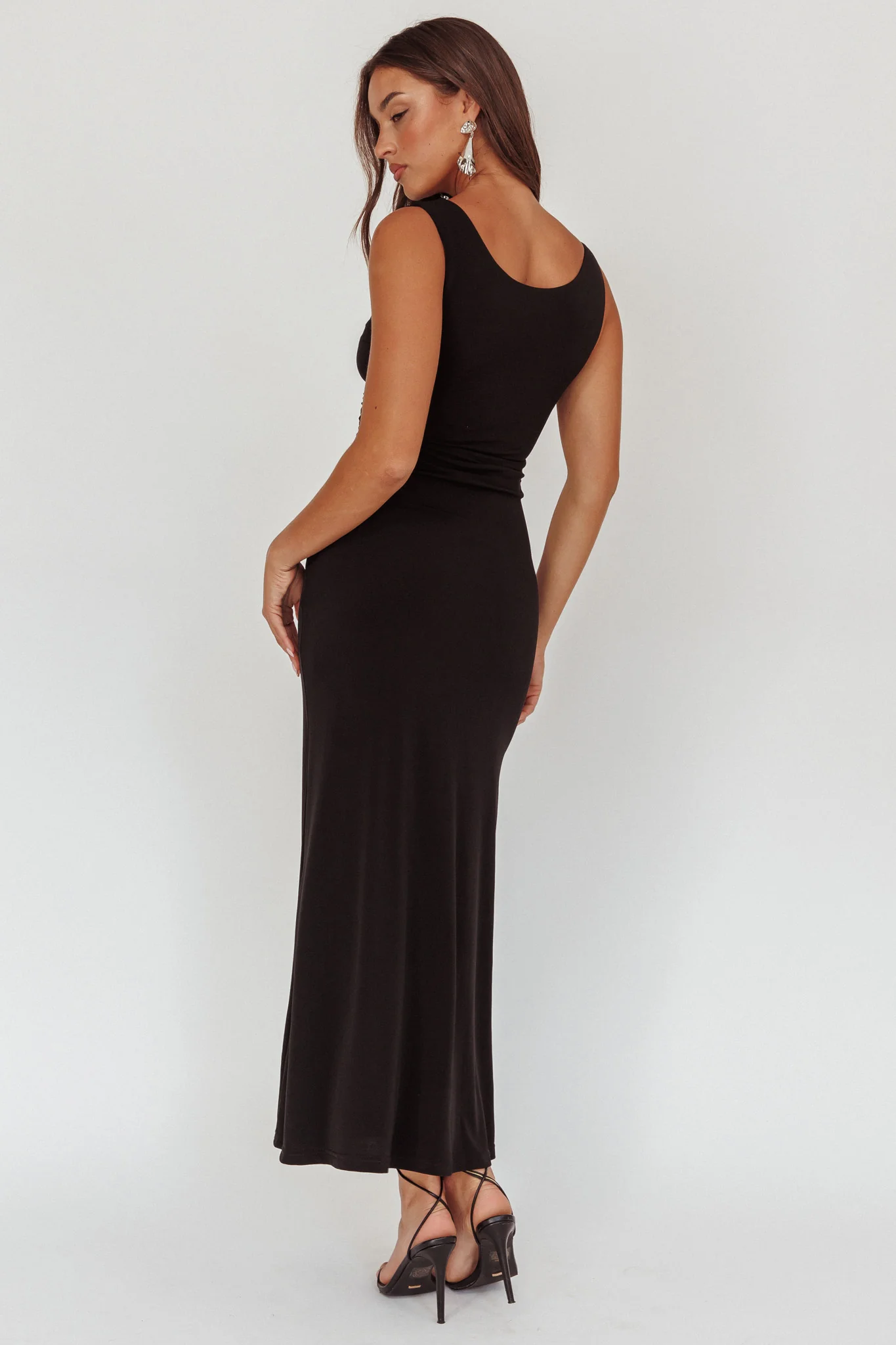 Costa Cut-Out Waist Maxi Dress Black - Seraphlike
