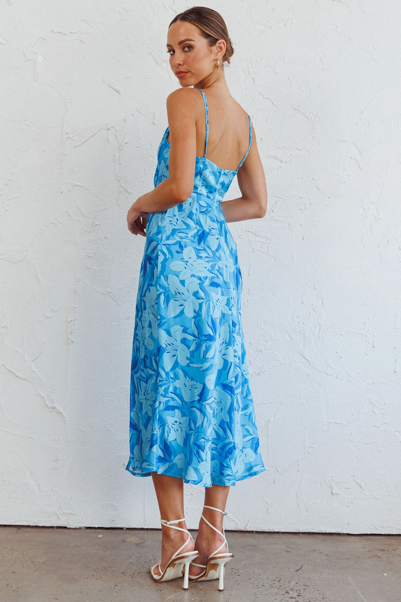 Suki Front Split Midi Dress Lily Blue - Seraphlike