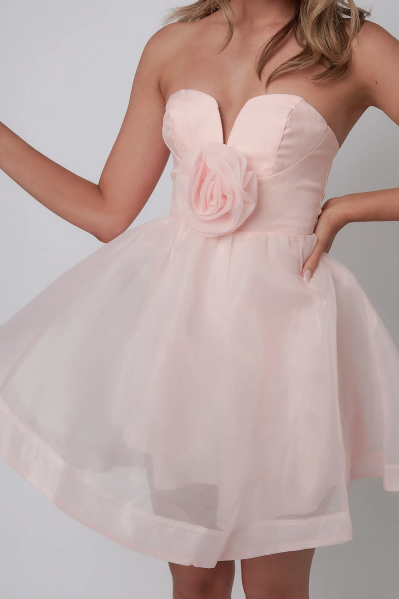 La Vie En Rose Strapless A-Line Mini Dress Baby Pink - Seraphlike