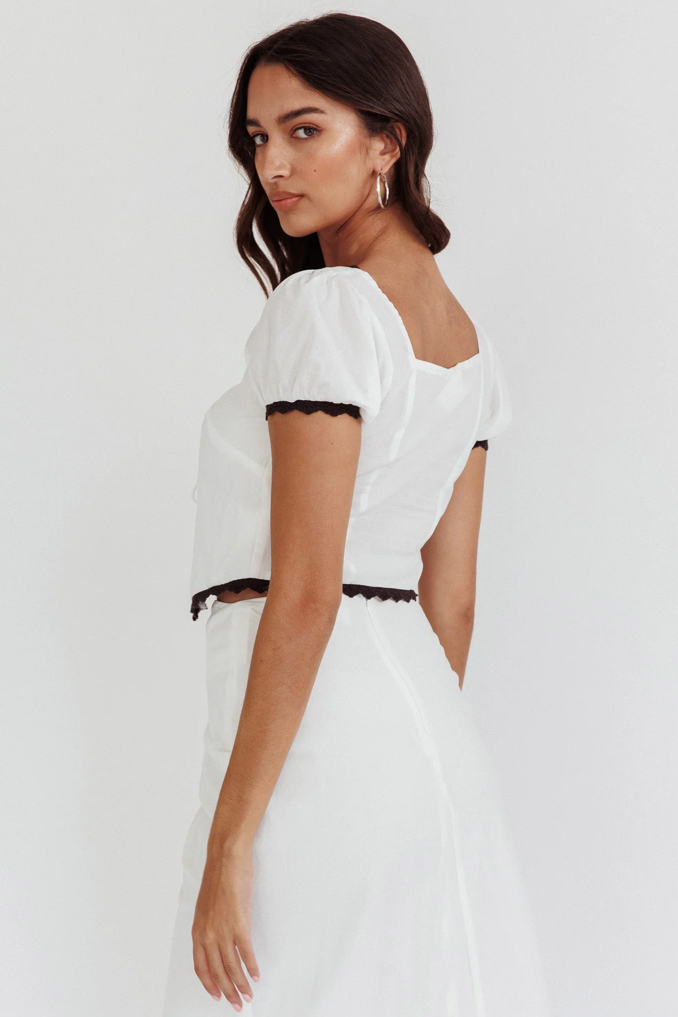 Wistful Tied Puff Sleeve Top White - Seraphlike