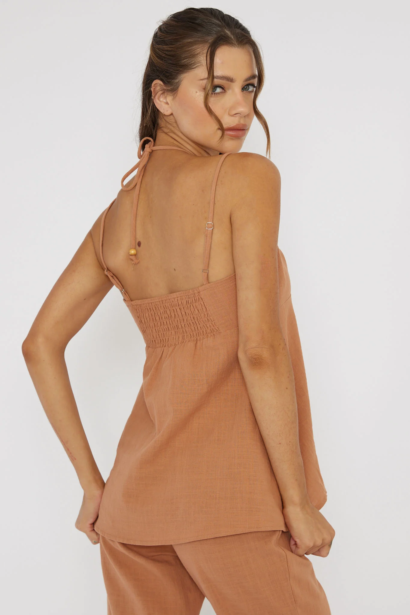 Freestyle Neck Tie Top Sand - Seraphlike