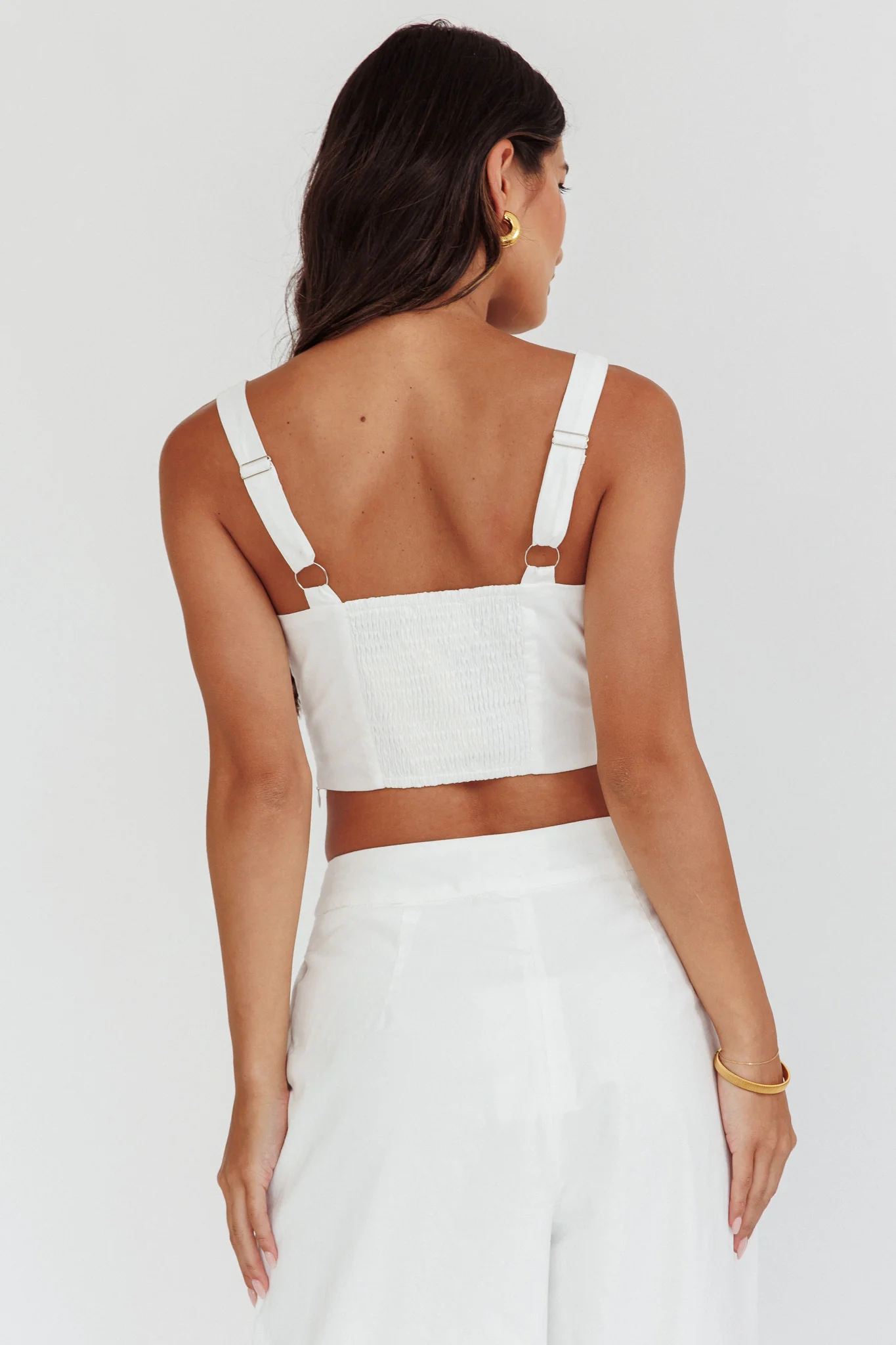Empire Shirred Back Crop Top White - Seraphlike