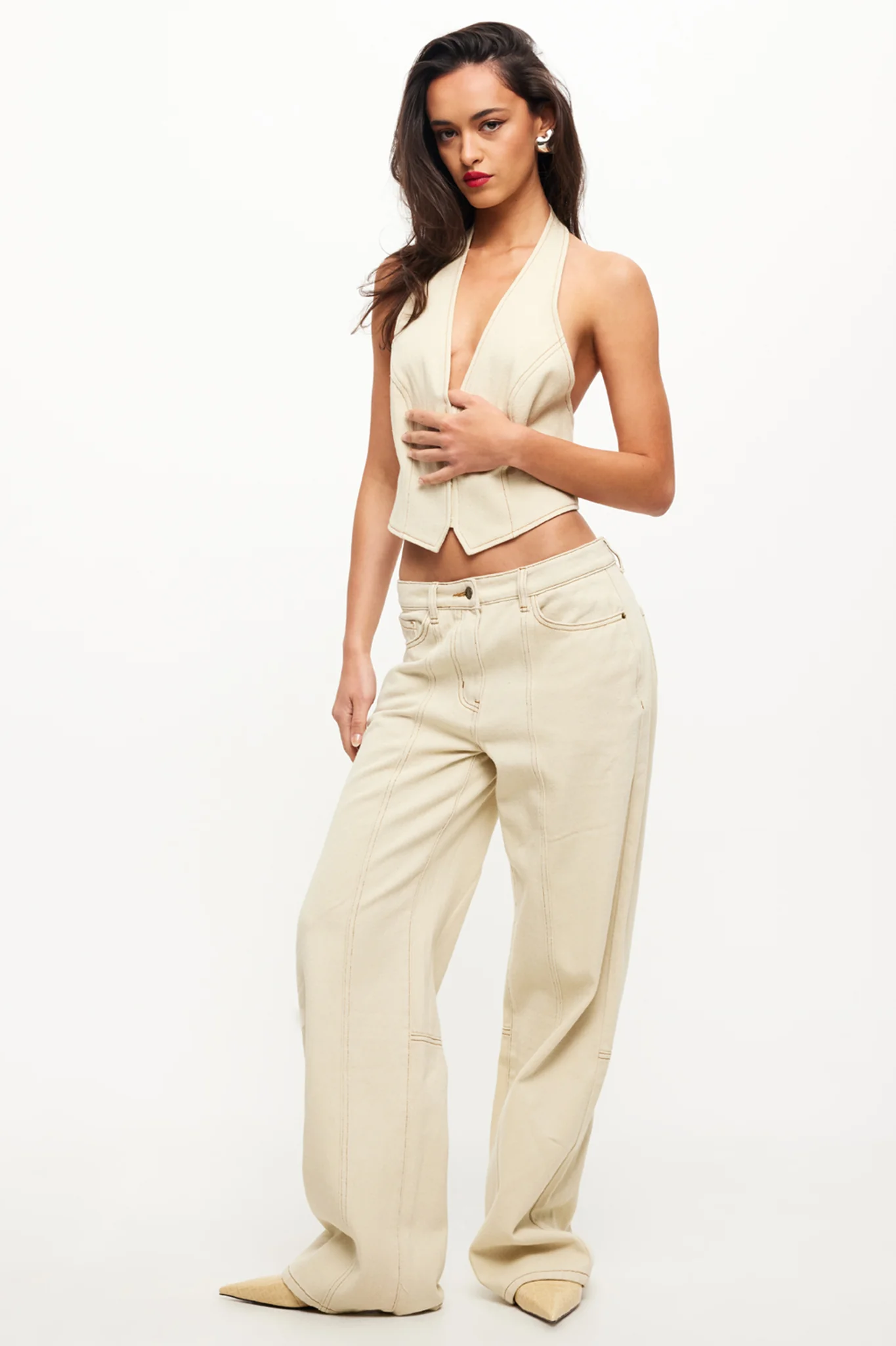 LIONESS Je Suis Halter Top Ecru - Seraphlike