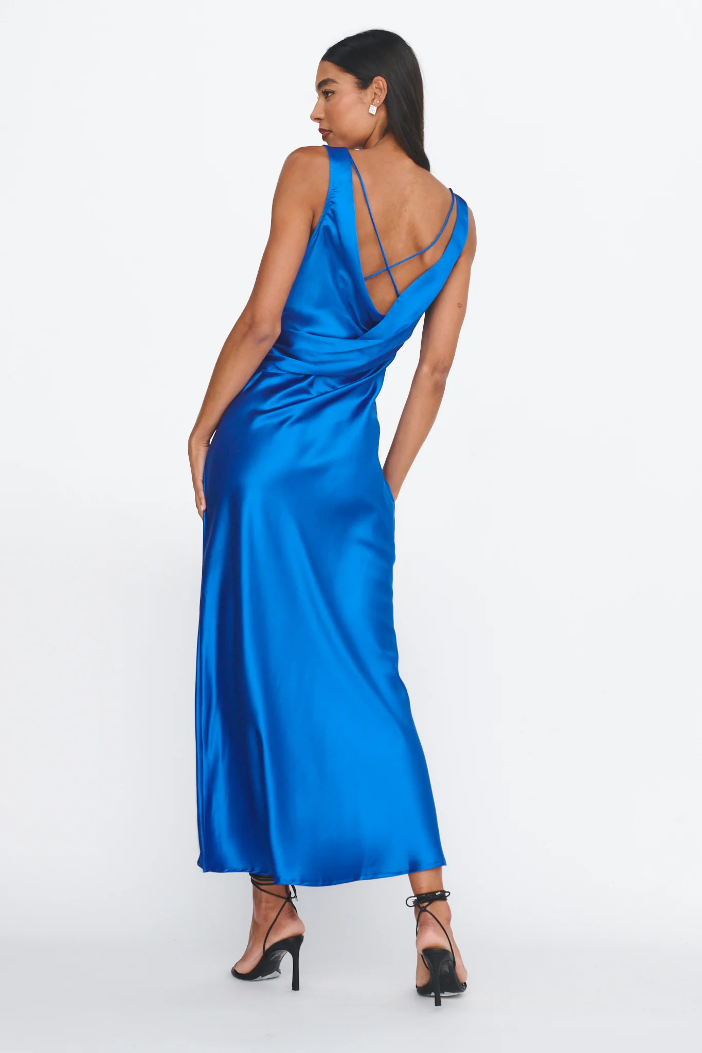 Jelena Draped Back Maxi Dress Sapphire - Seraphlike