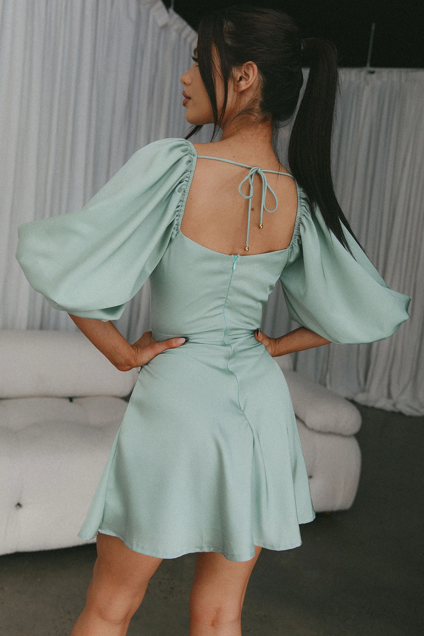 Devoted Structured Bust A-Line Dress Sage - Seraphlike