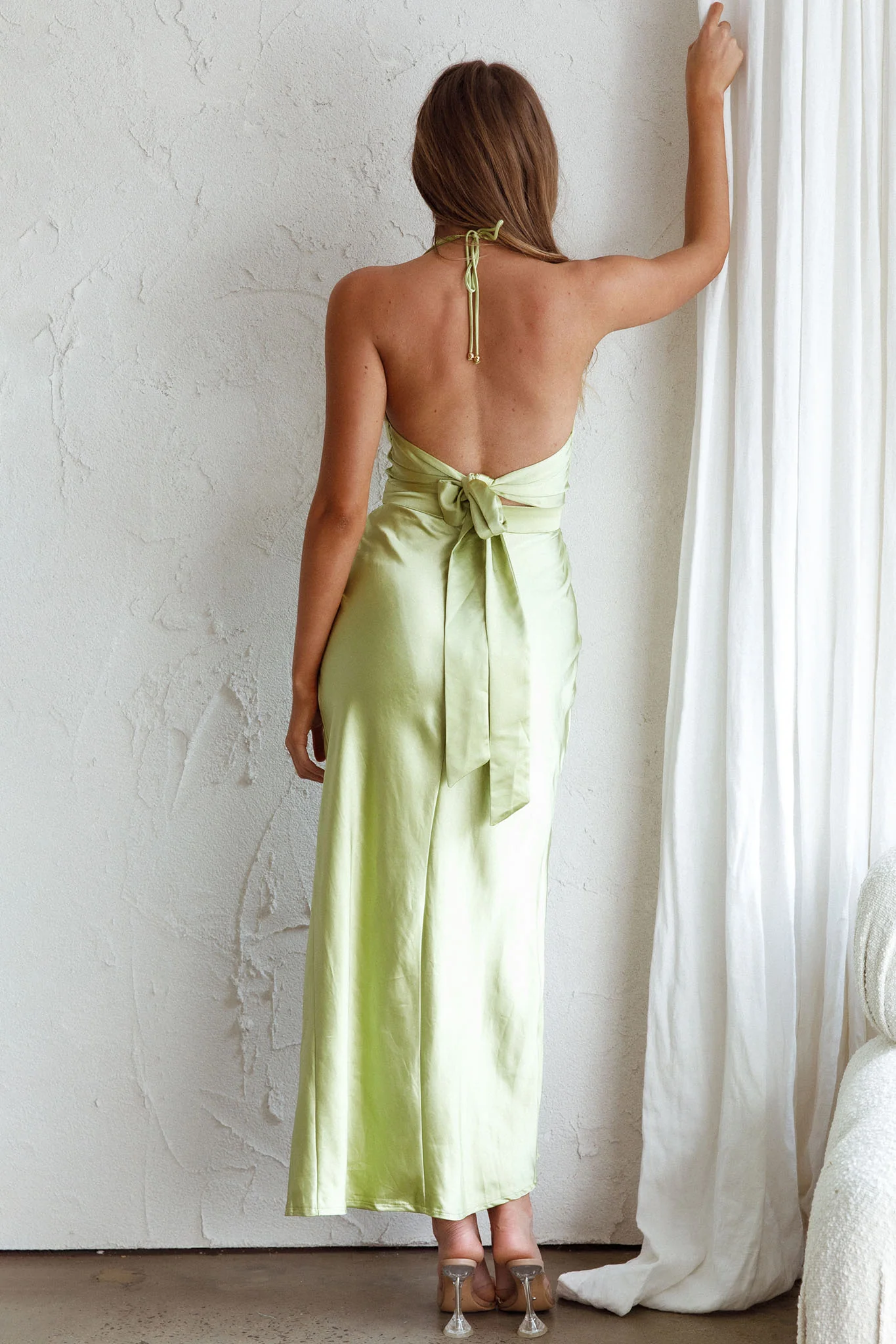 Mon Coeur Plunging Neckline Midi Dress Apple Green - Seraphlike