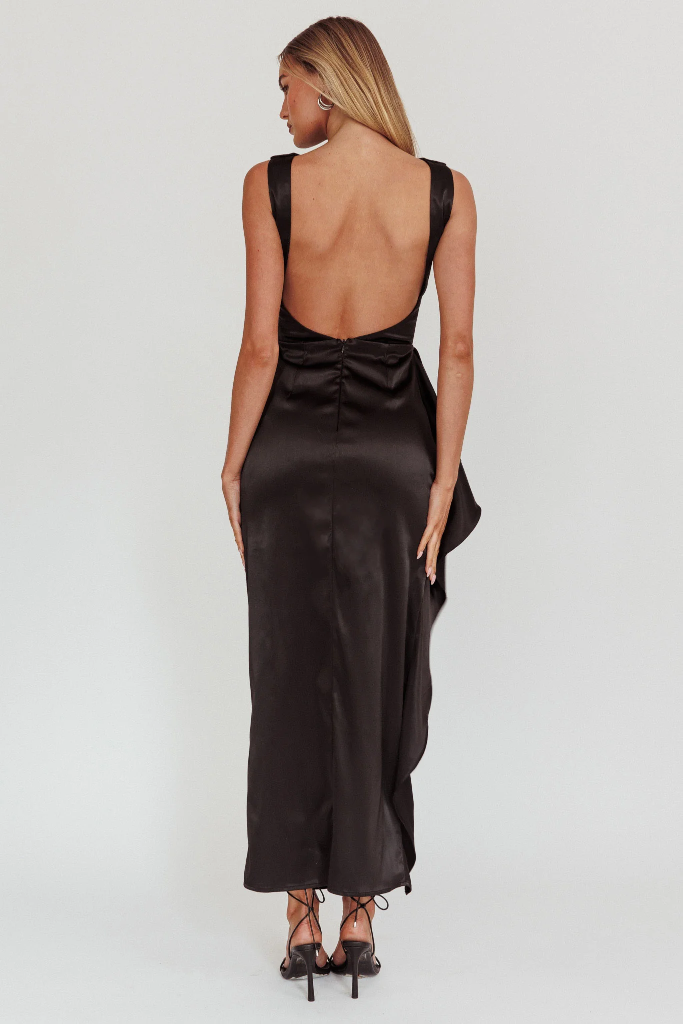 Kamillia Boat Neck Split Maxi Dress Black - Seraphlike