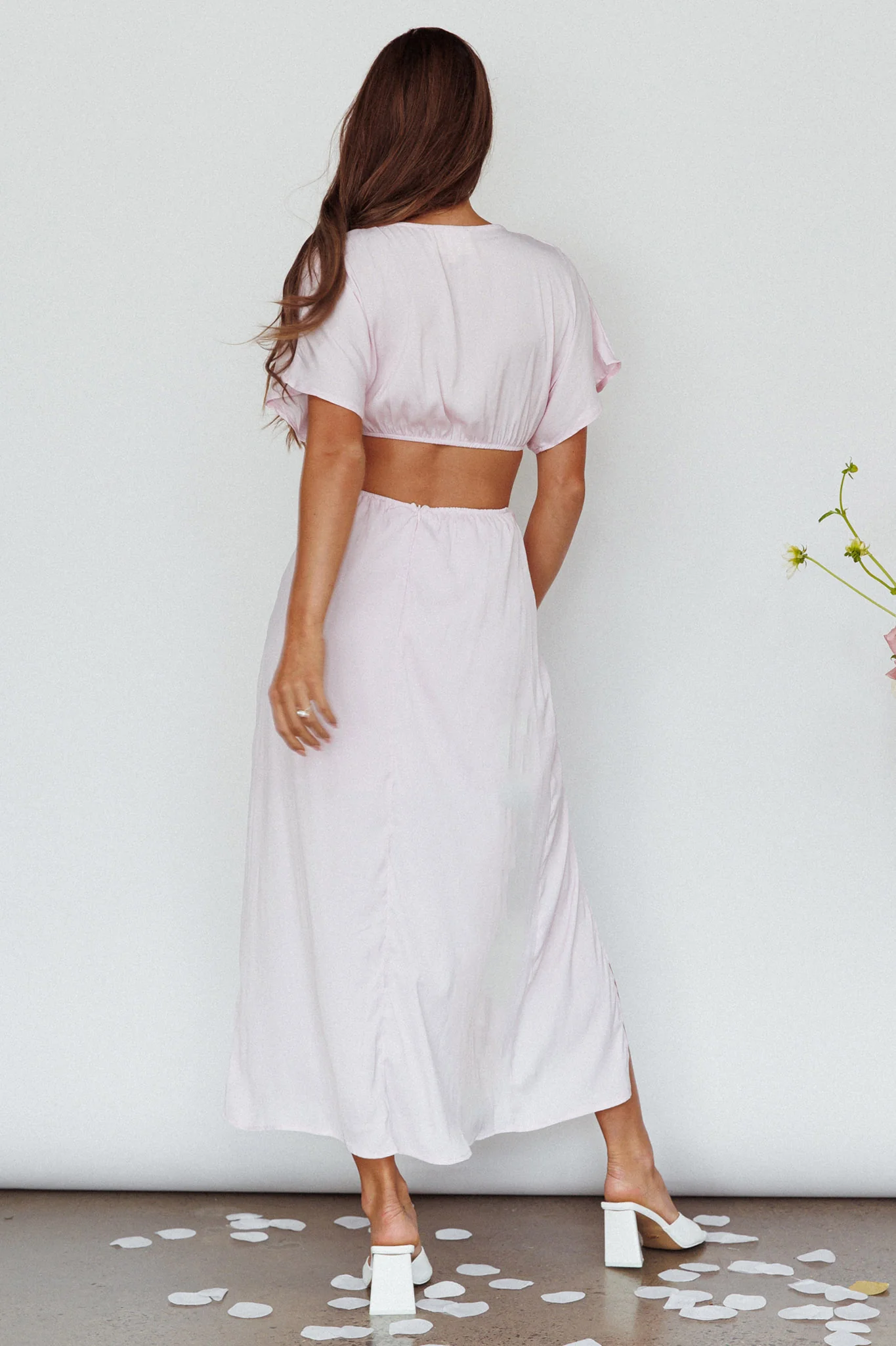 Getaway Cut-Out Waist Midi Dress Pink - Seraphlike