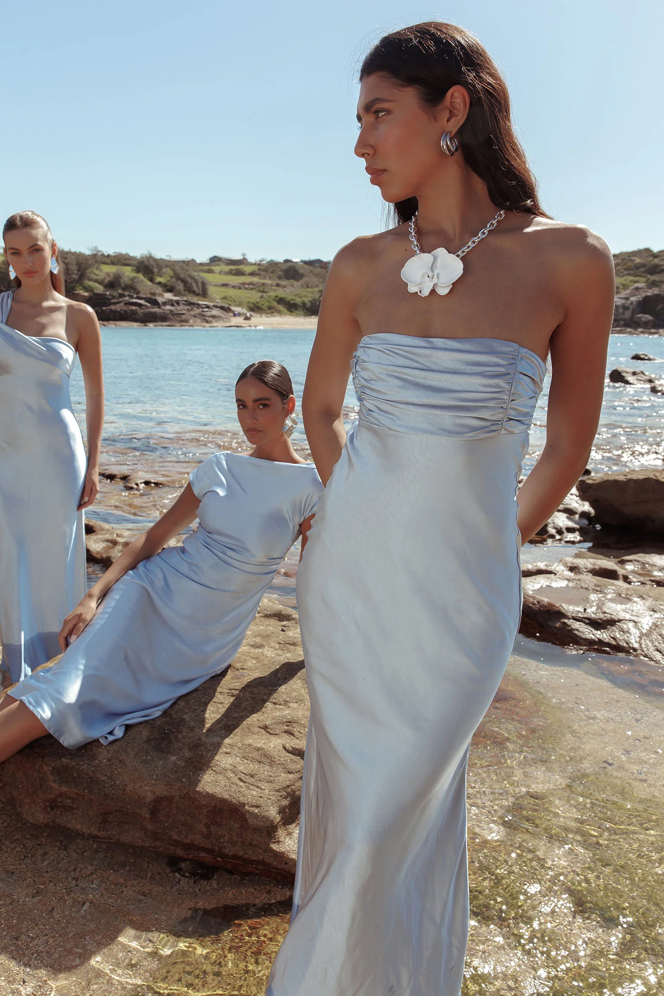 Moon Song Strapless Laced Back Dress Midnight Blue - Seraphlike