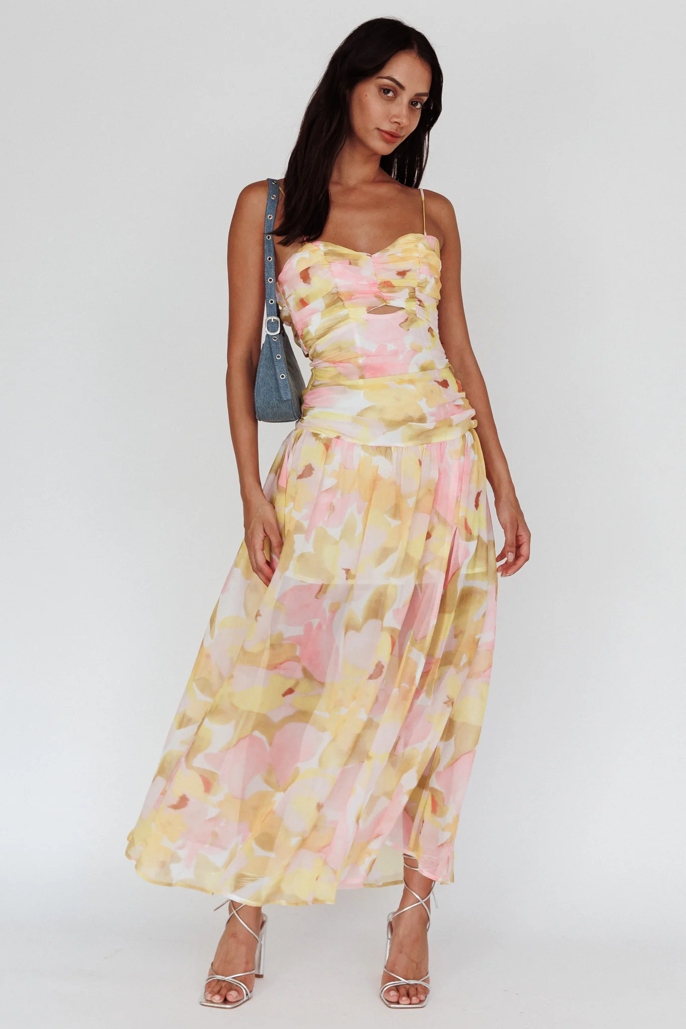 Stars Are Blind Tied Back Midi Dress Floral Pink - Seraphlike