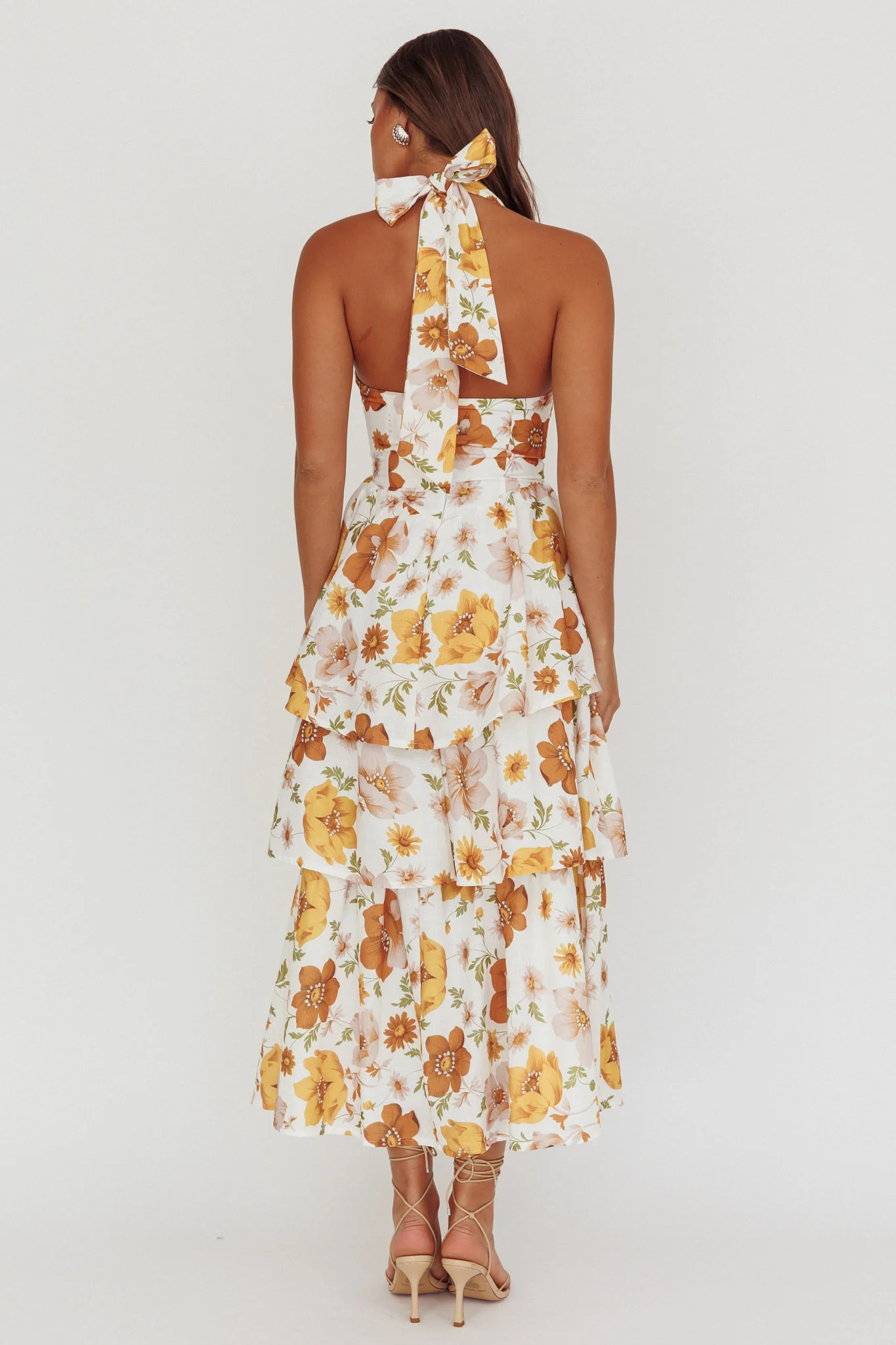Shaya Tiered Ruffle Maxi Dress Floral Yellow - Seraphlike