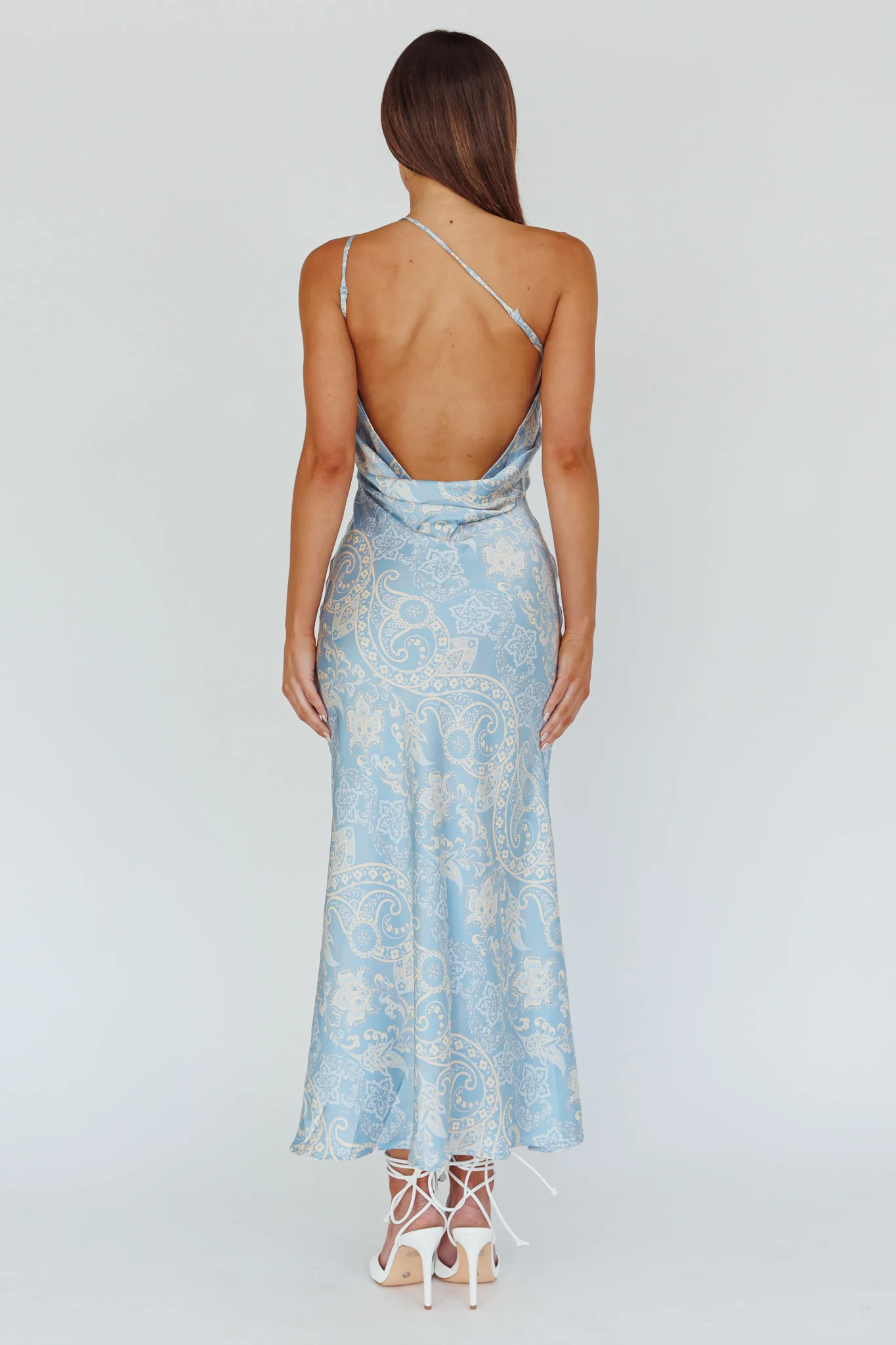 Eloah One-Shoulder Maxi Dress Blue Multi - Seraphlike