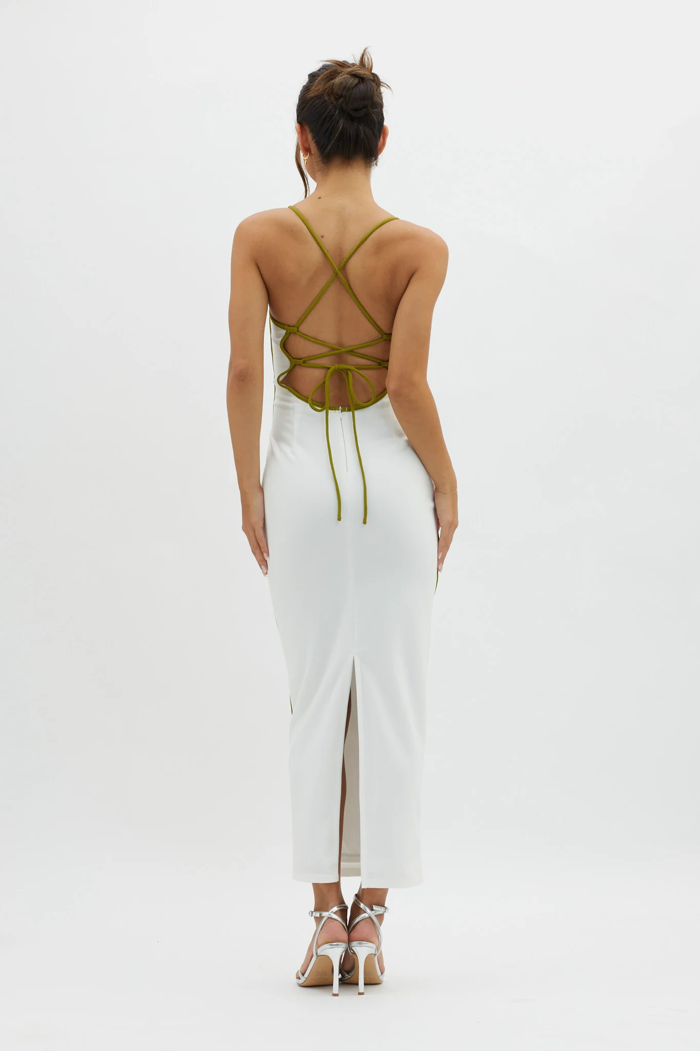 Future Awaits Lace-Up Back Midi Dress White - Seraphlike