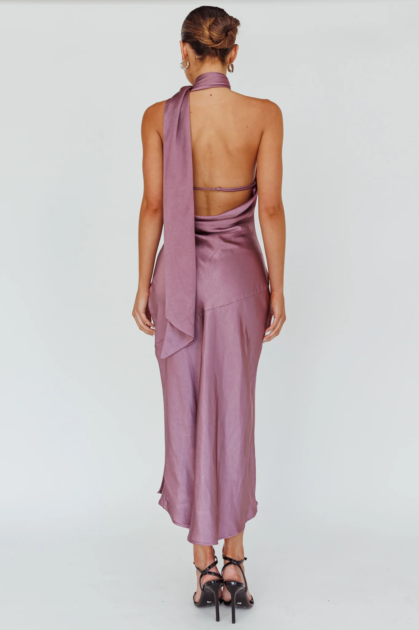 Italian Summer Tie Neck Midi Dress Grape - Seraphlike