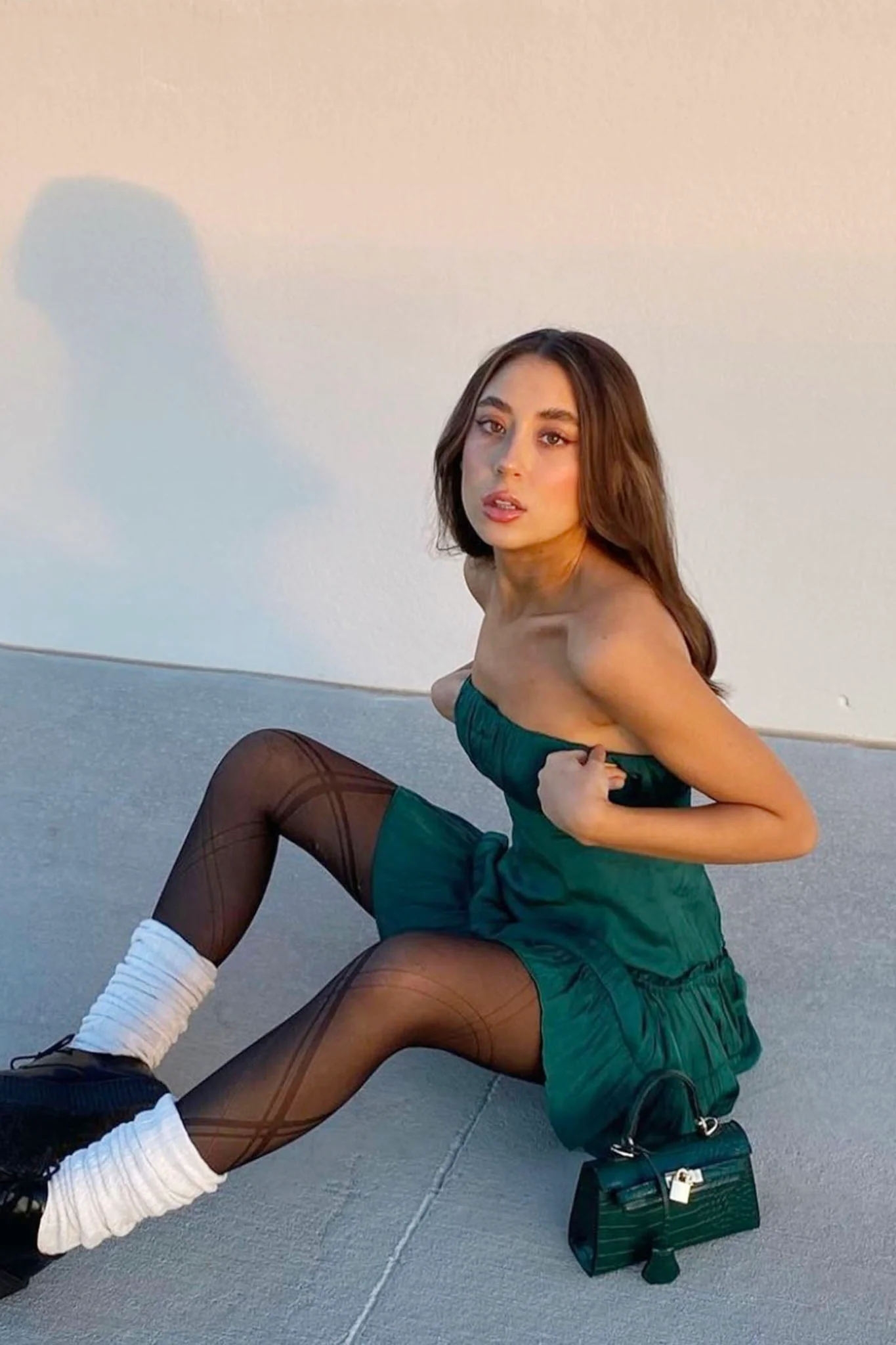 On A Whim Strapless Dropped Waist Dress Forest Green - Seraphlike