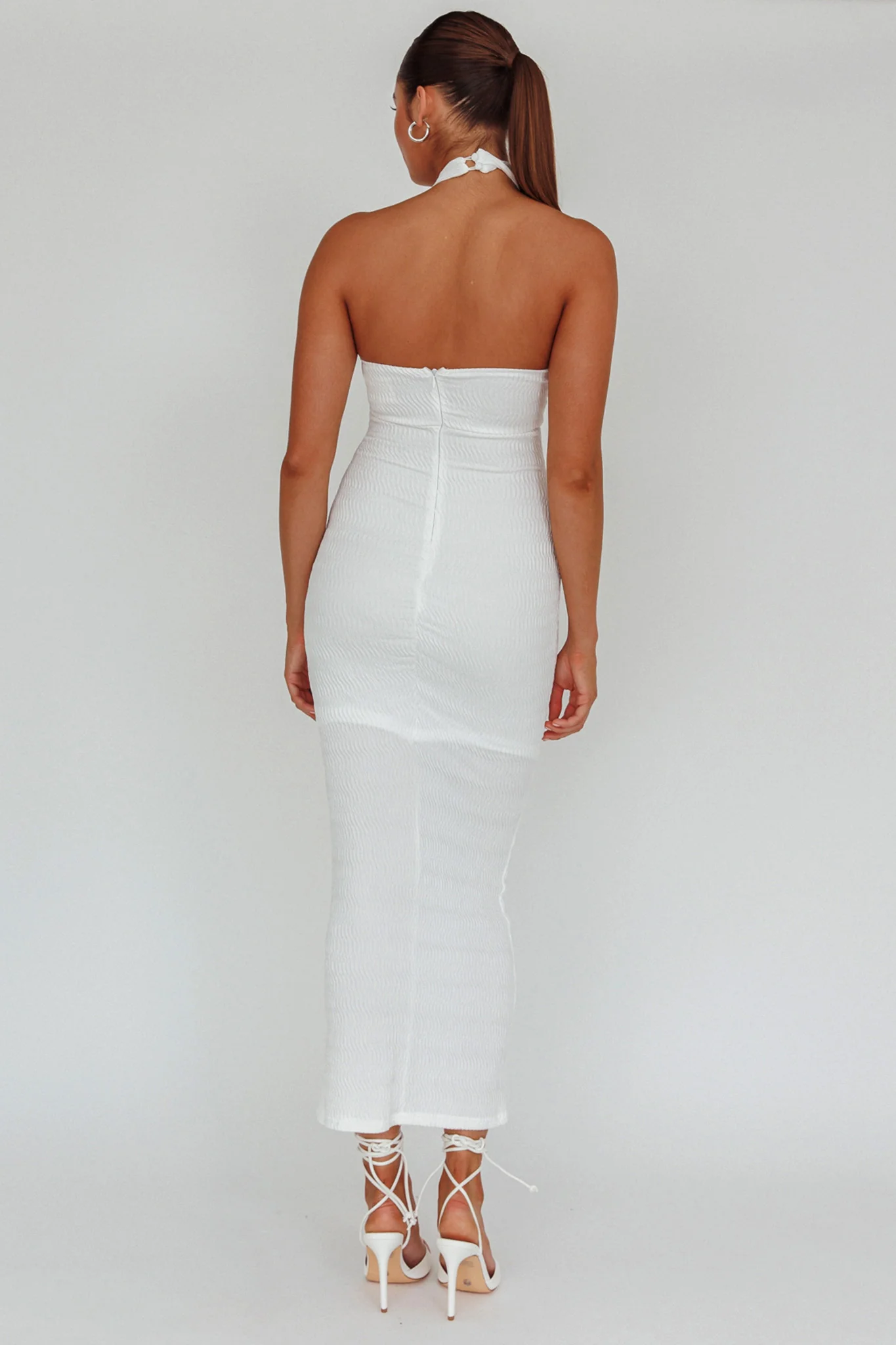 Mari Halterneck Midi Dress White - Seraphlike