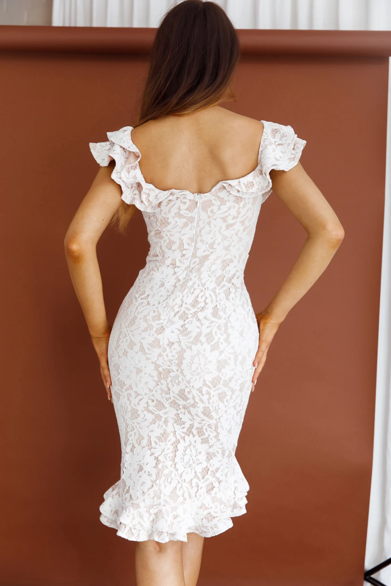 Rossi Off-Shoulder Double Ruffle Lace Dress White - Seraphlike