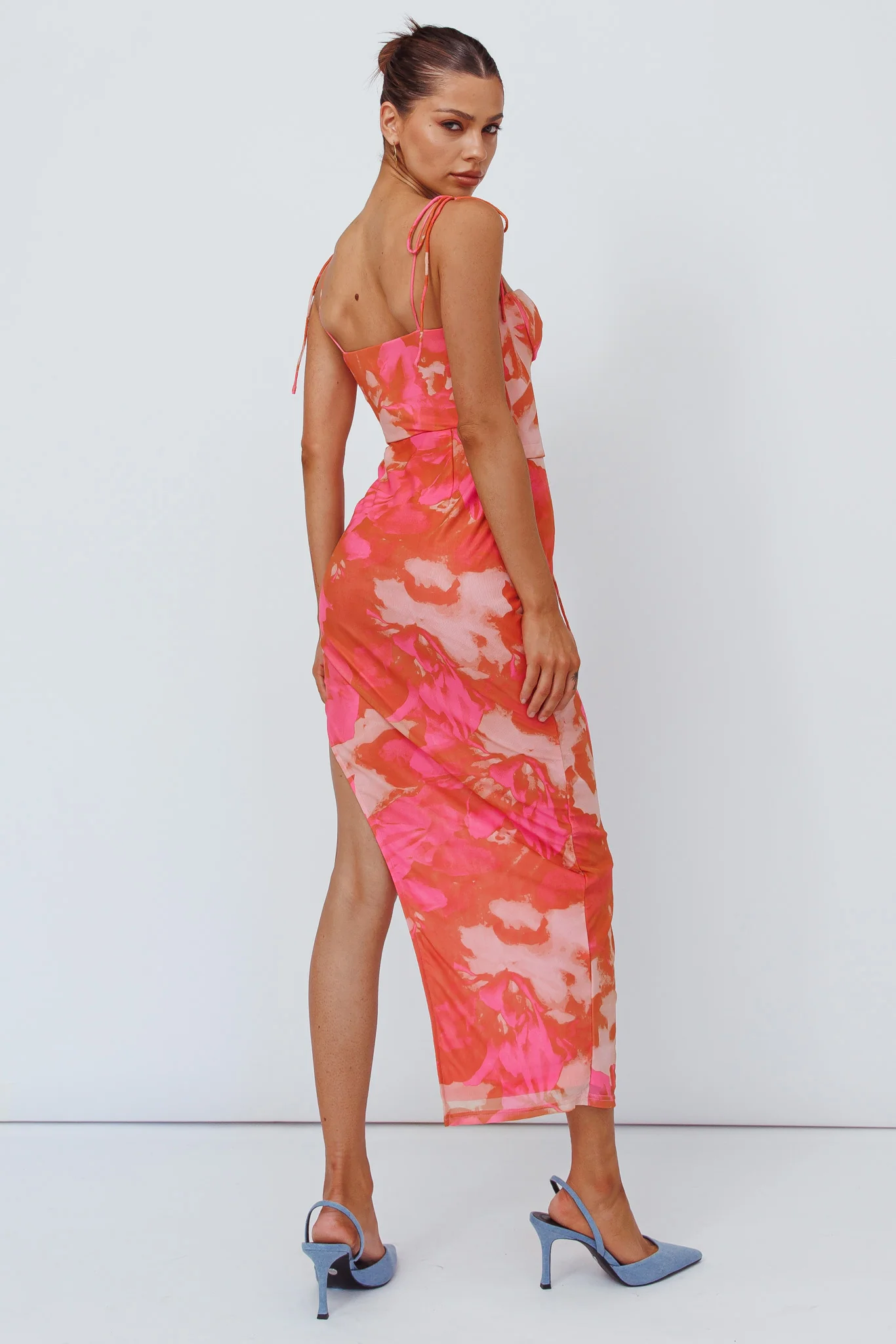 Gabrielle Laced Bodice Midi Dress Pink - Seraphlike