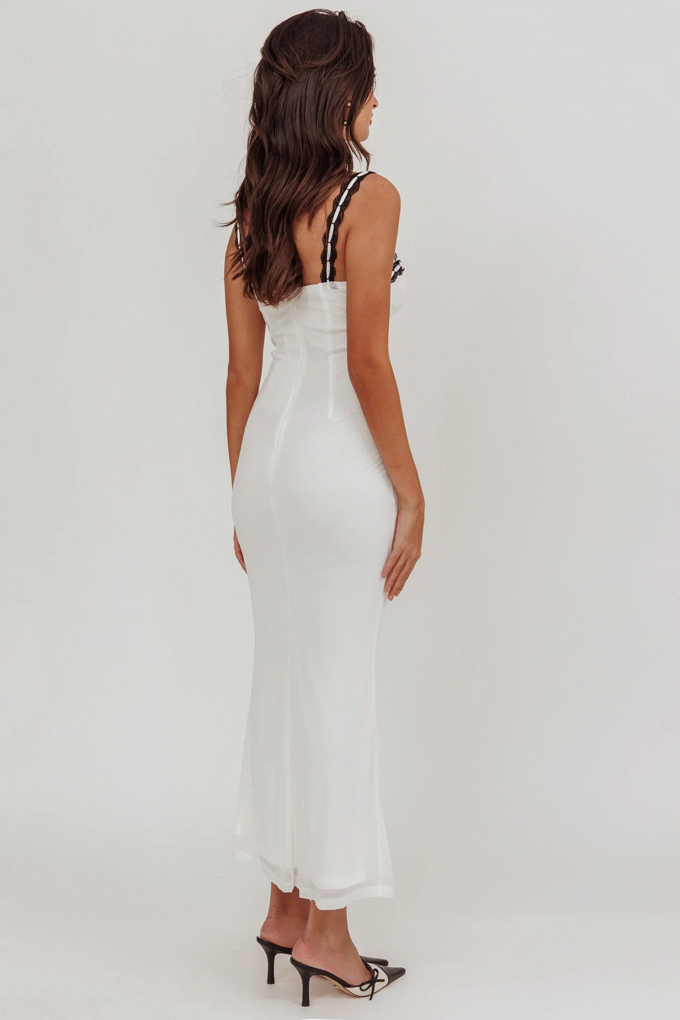 Girl Power Lace Strap Maxi Dress White - Seraphlike