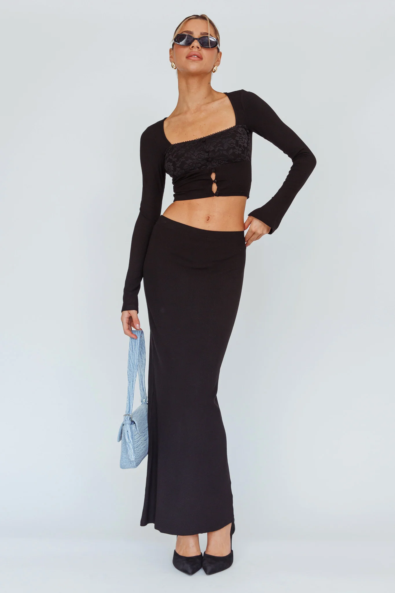 Lauryn Stretch Maxi Skirt Black - Seraphlike