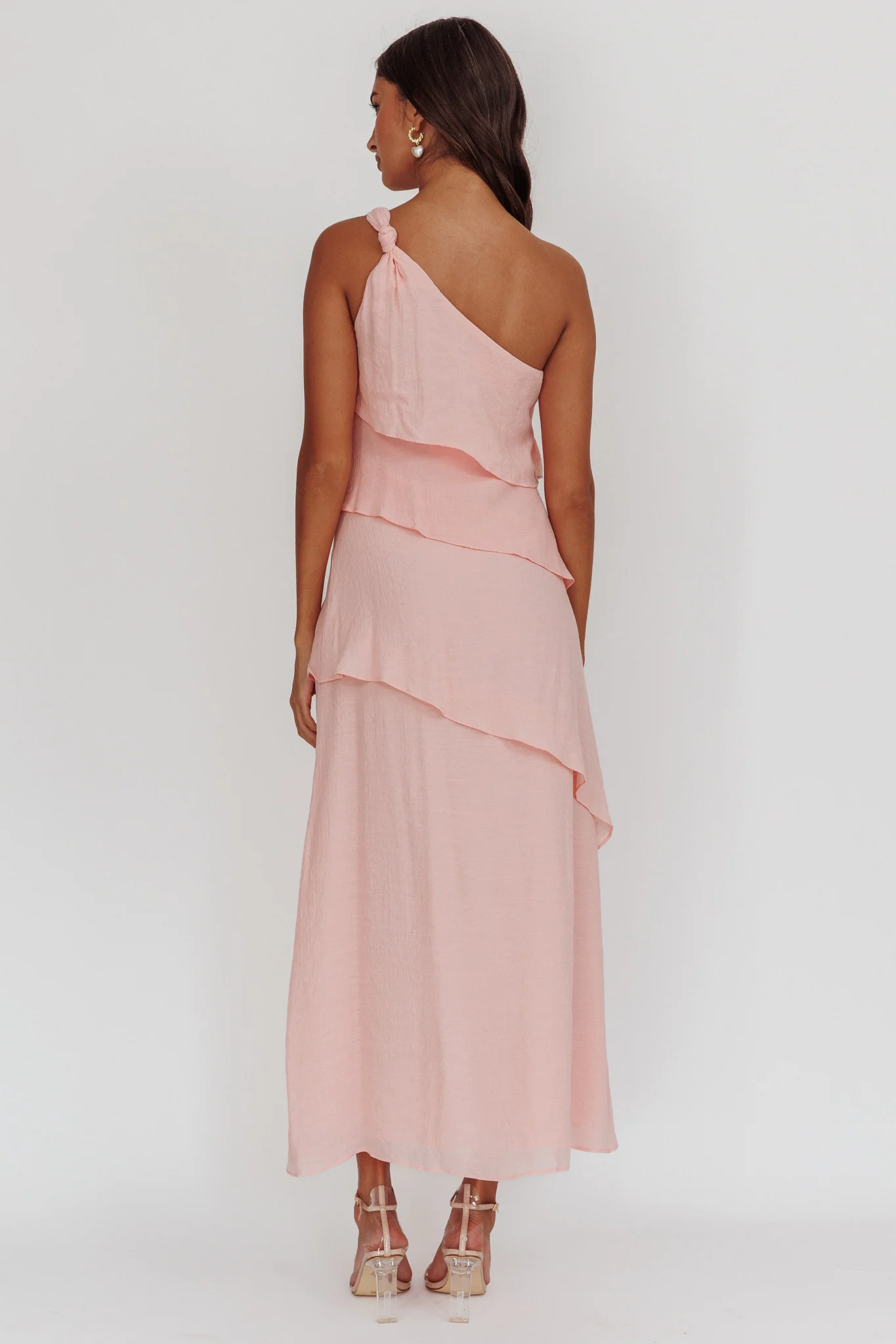 Delwyn One-Shoulder Maxi Dress Baby Pink - Seraphlike