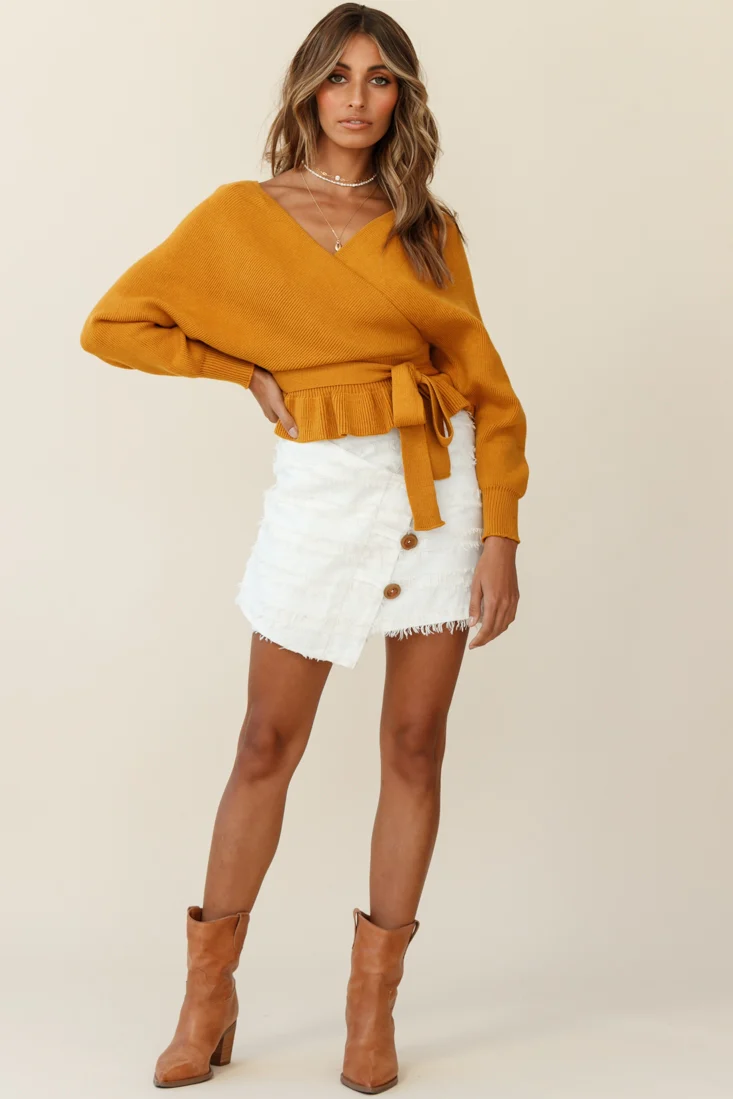 Amara Long Sleeve Knit Top Mustard - Seraphlike