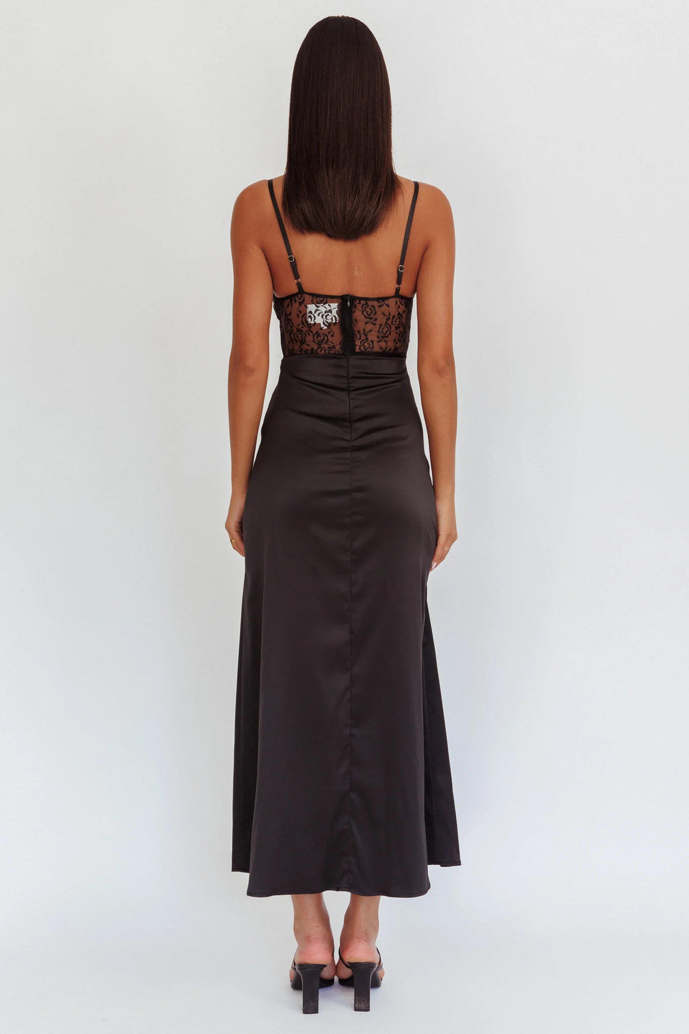 Wyatt Lace Twish Bust Maxi Dress Black - Seraphlike