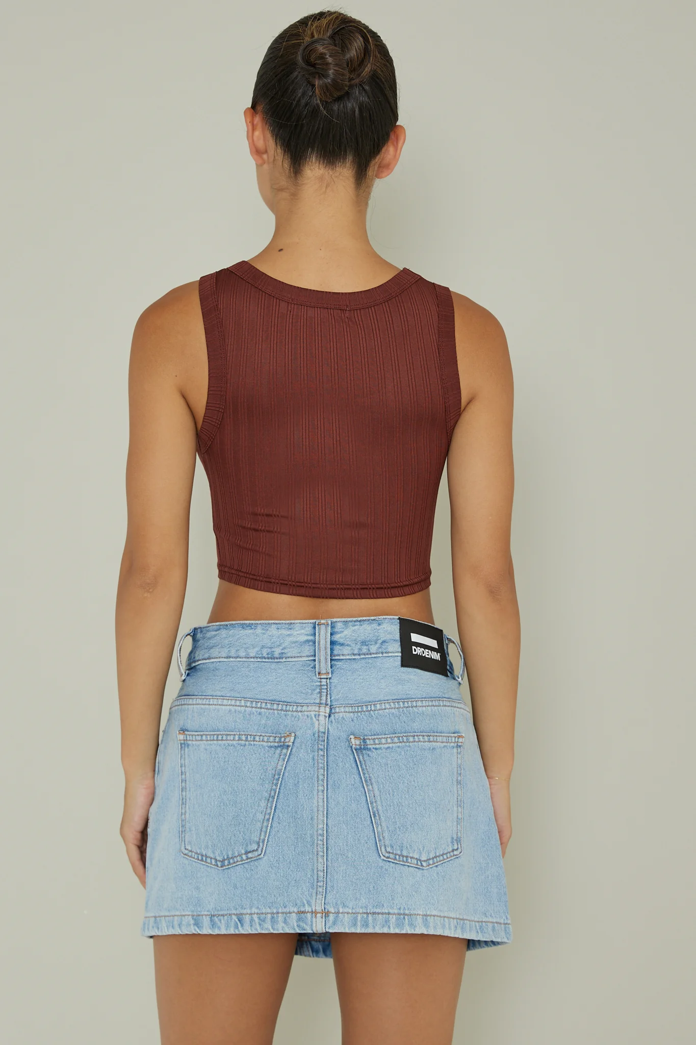 In Sync Scoop Neck Crop Top Chocolate - Seraphlike