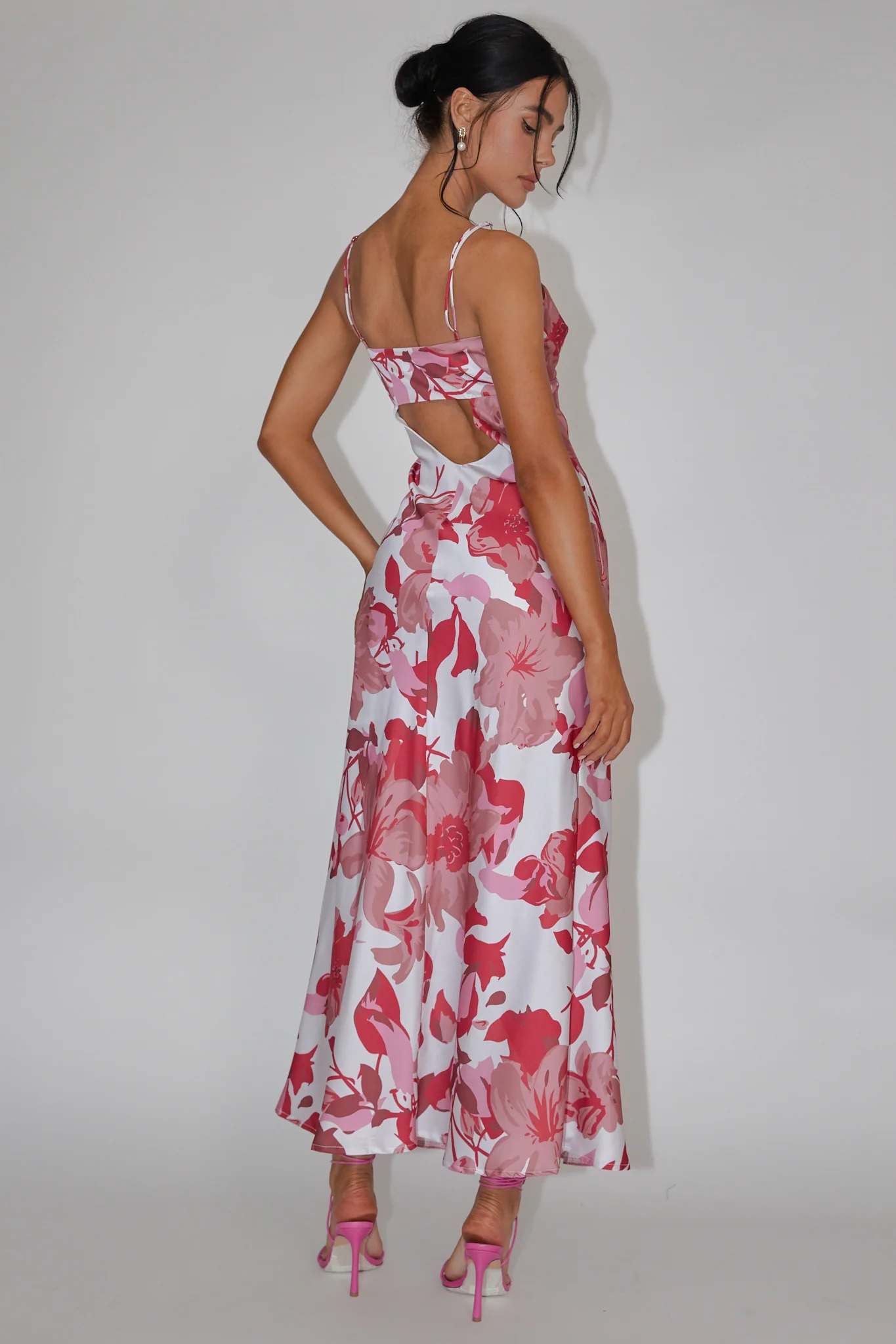 Egypt Cami Strap Maxi Dress Print Pink - Seraphlike