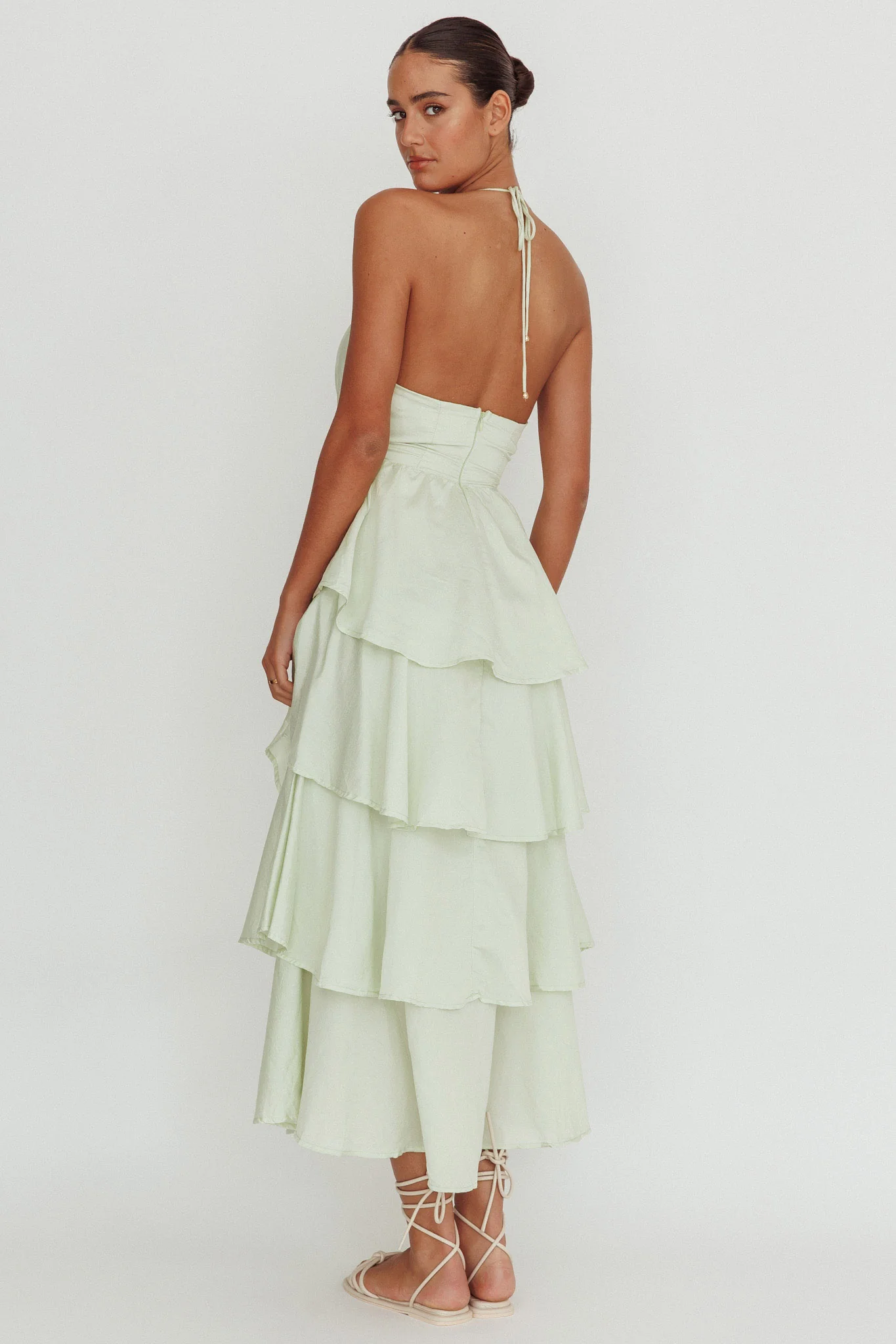 Catalina Tiered Ruffle Maxi Dress Sage - Seraphlike